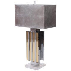 Chrome, Brass & Lucite 1970s Table Lamp