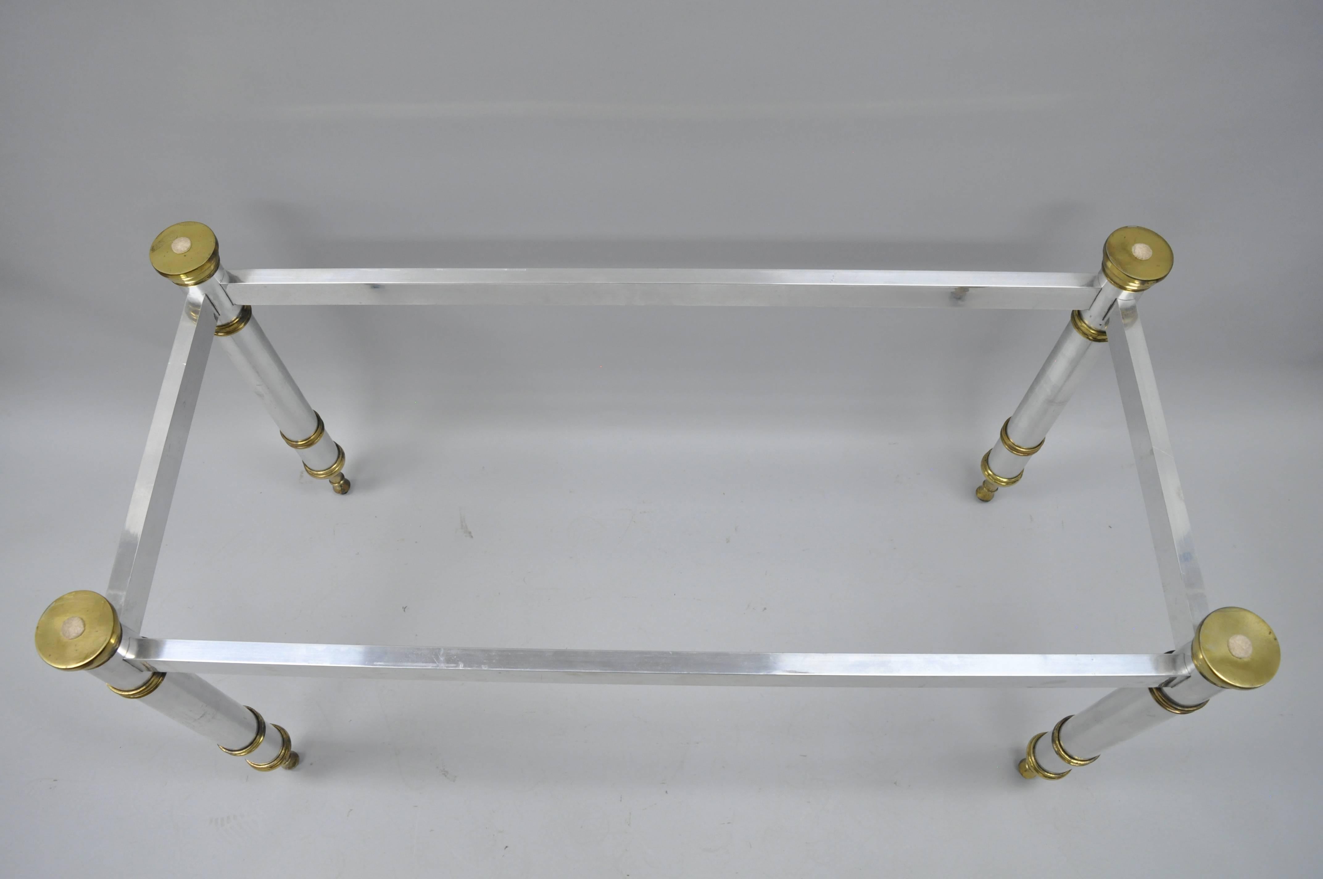 Chrome and Brass Maison Jansen Hollywood Regency Console Dining Desk Table Base For Sale 3