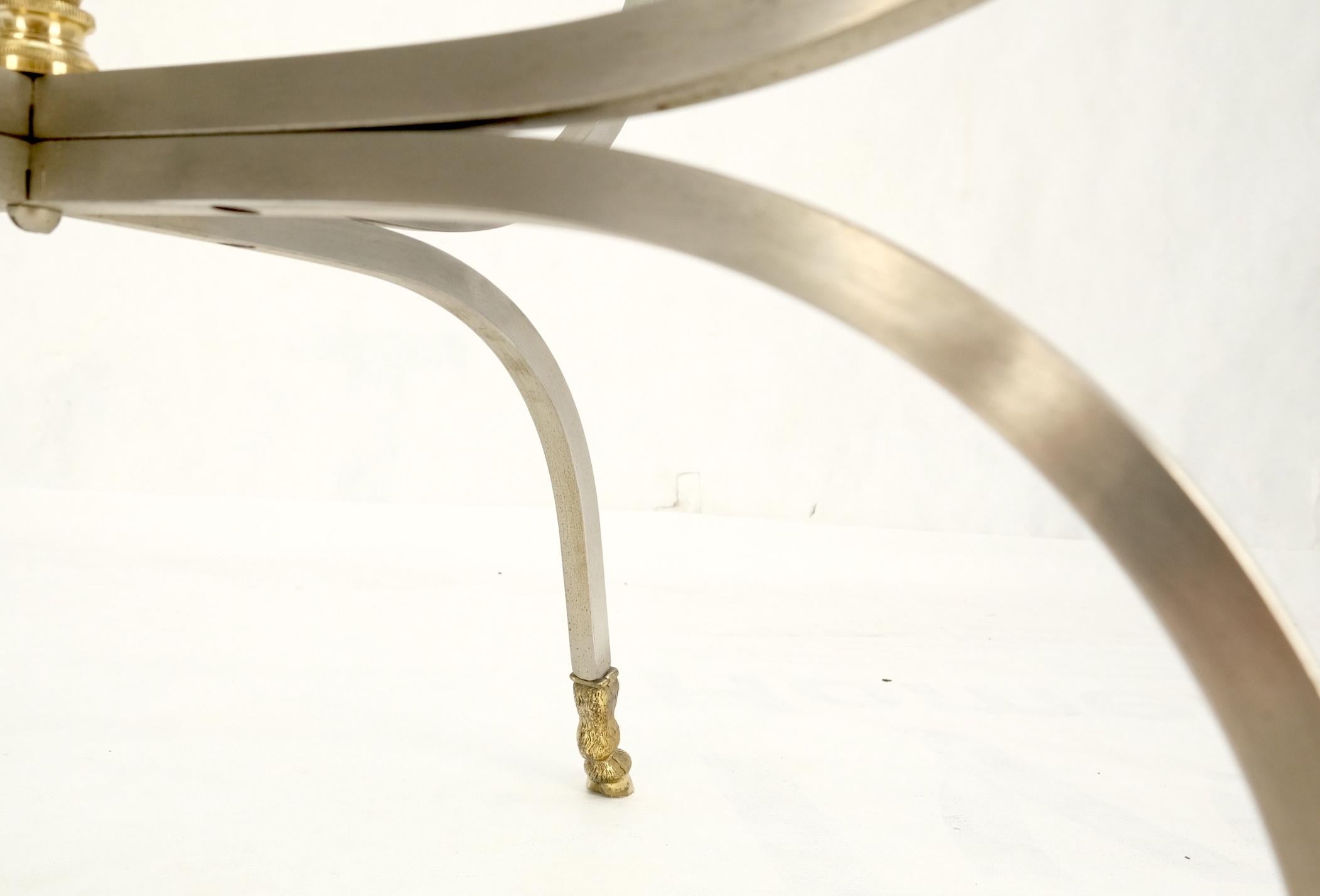 Chrome Brass Ram Heads Hoof Feet Square Side End Stand Table Made in Italy Mint! In Good Condition For Sale In Rockaway, NJ