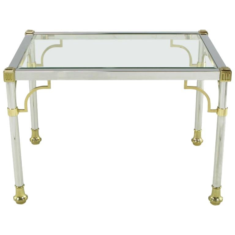 Chrome & Brass Regency Style End Table For Sale