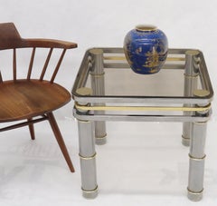 Chrome Brass Smoked Glass Side End Coffee Table Stand