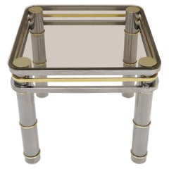 Chrome Brass Smoked Glass Side End Coffee Table Stand