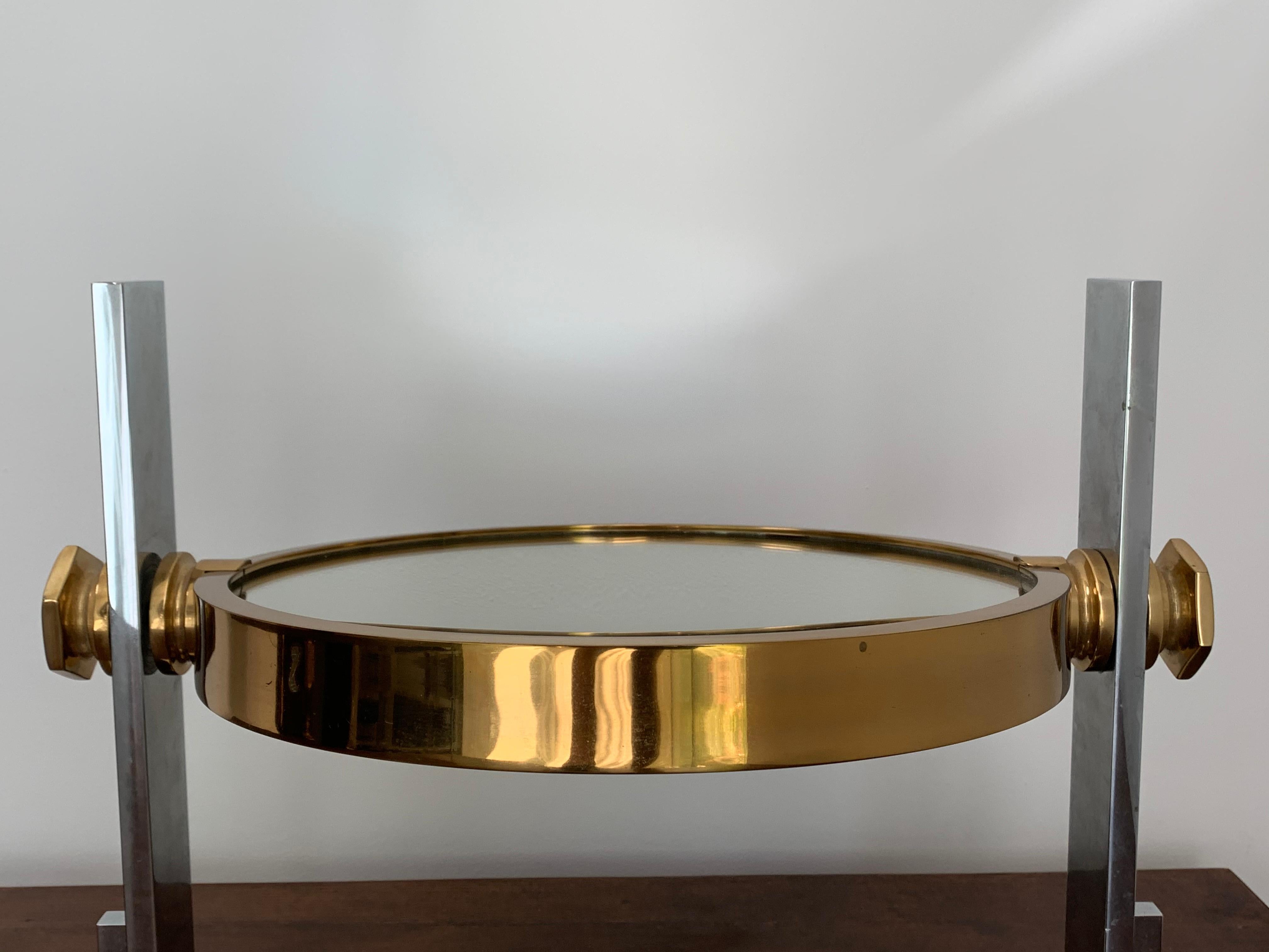 Chrome and Brass Vanity Mirror by Karl Springer 4