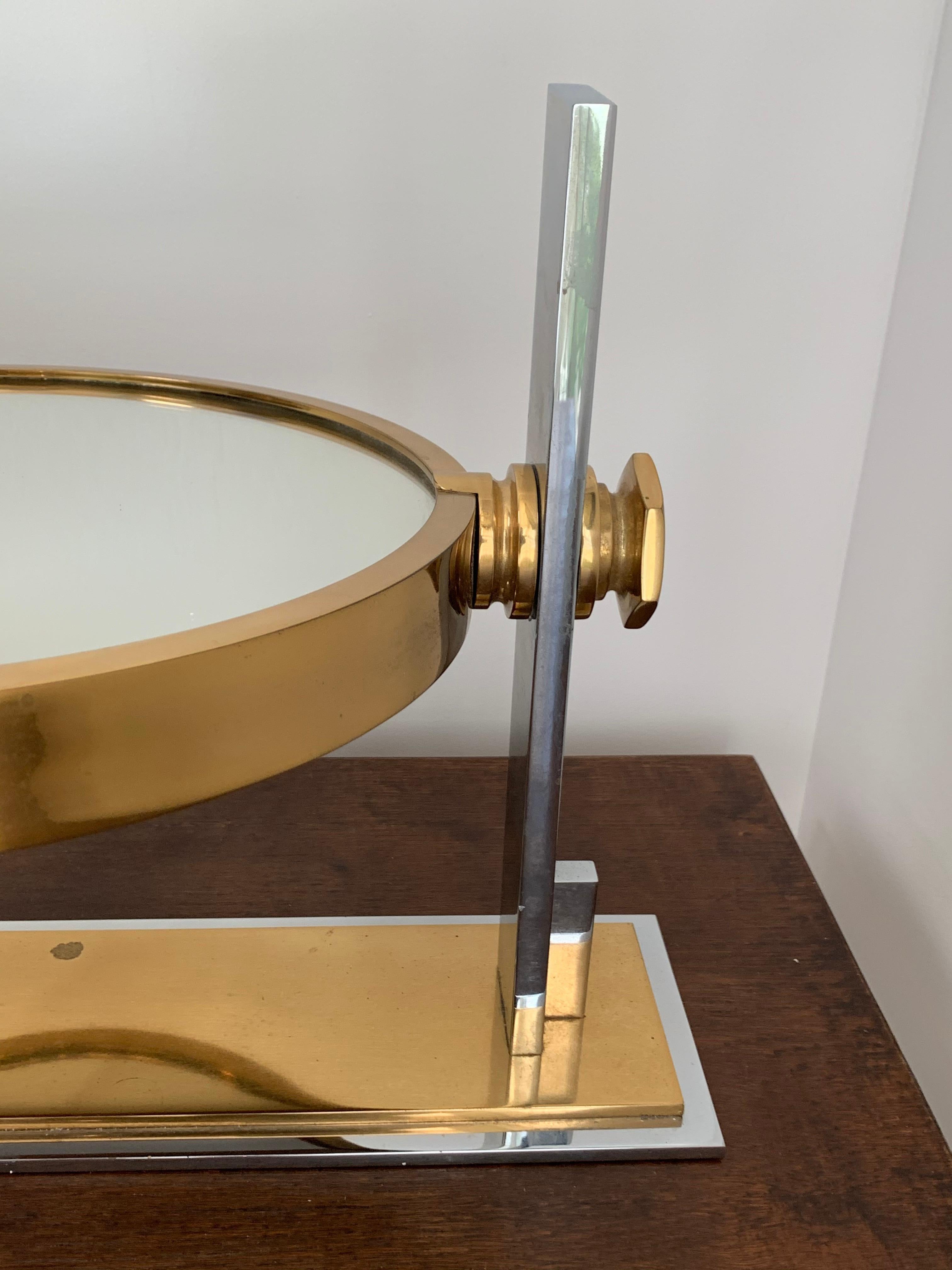 Chrome and Brass Vanity Mirror by Karl Springer 5