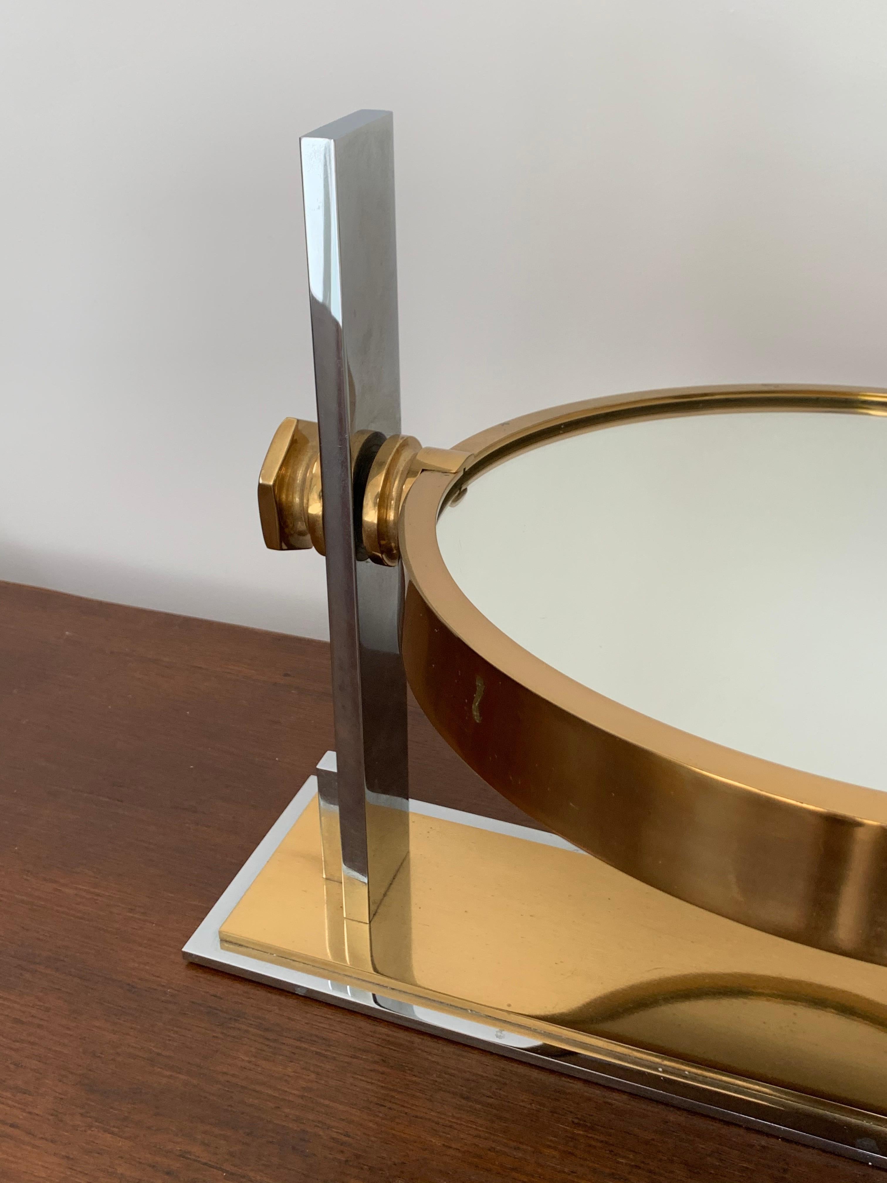 Chrome and Brass Vanity Mirror by Karl Springer 6