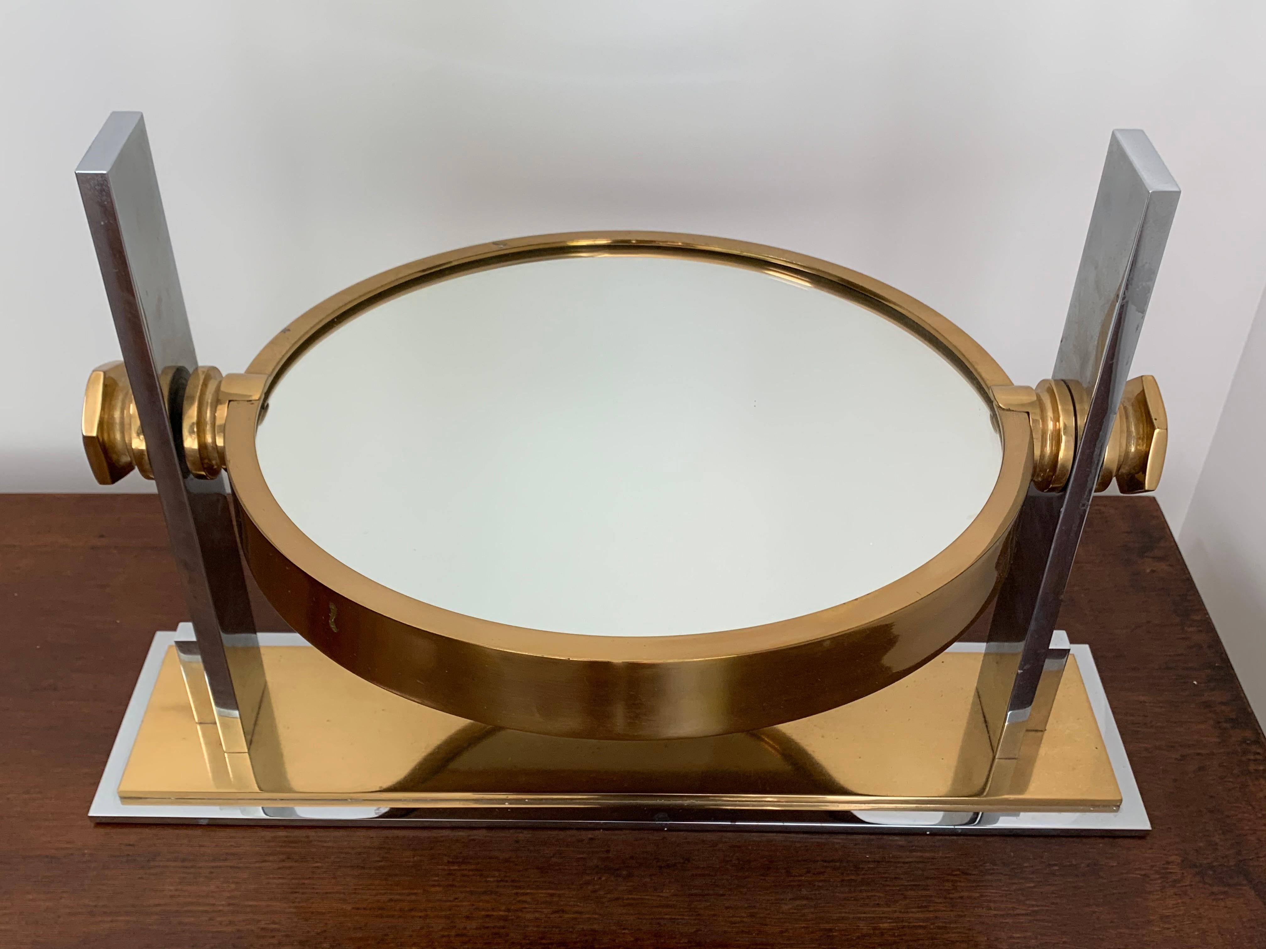 Chrome and Brass Vanity Mirror by Karl Springer 7