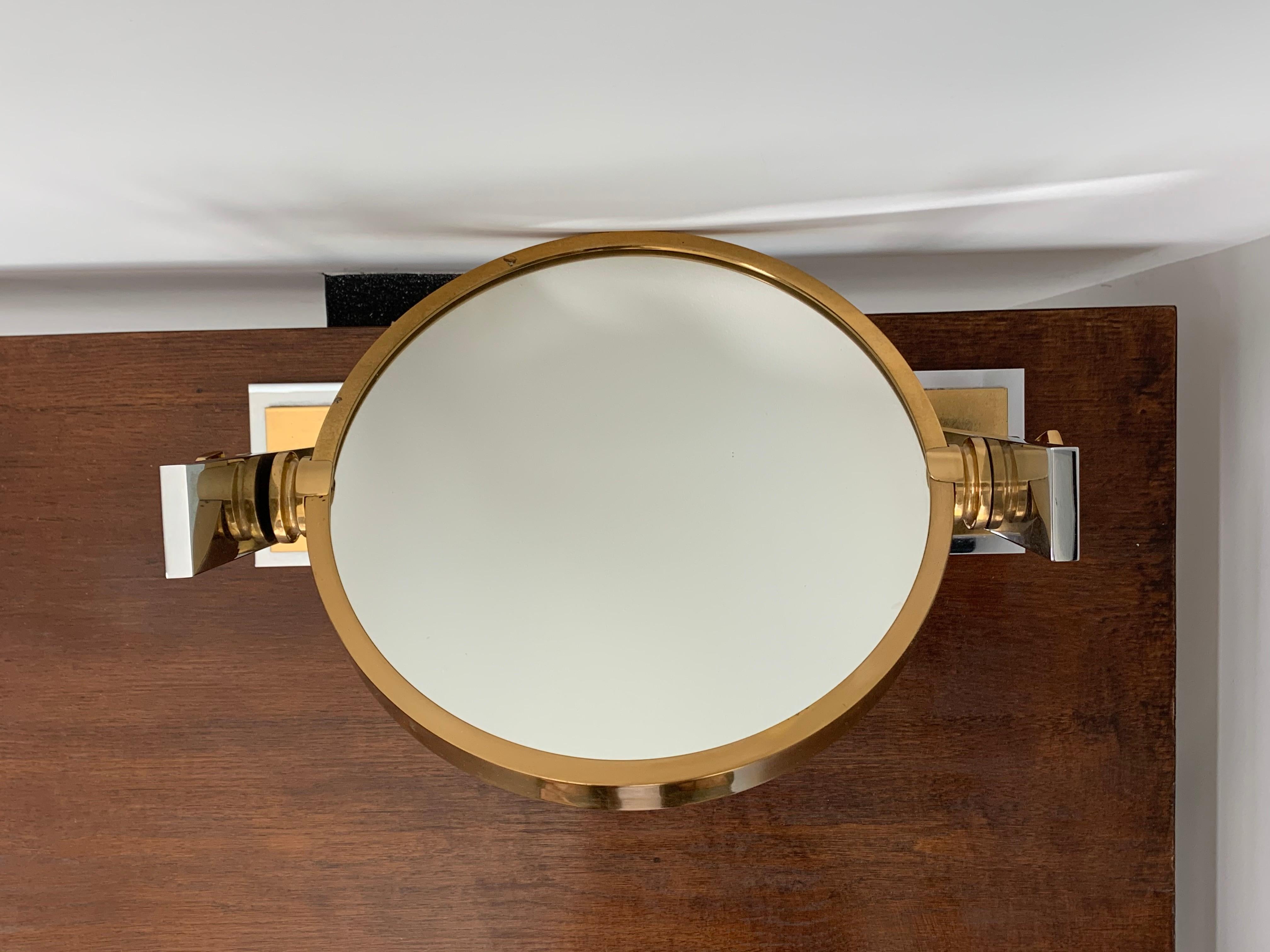 Chrome and Brass Vanity Mirror by Karl Springer 8