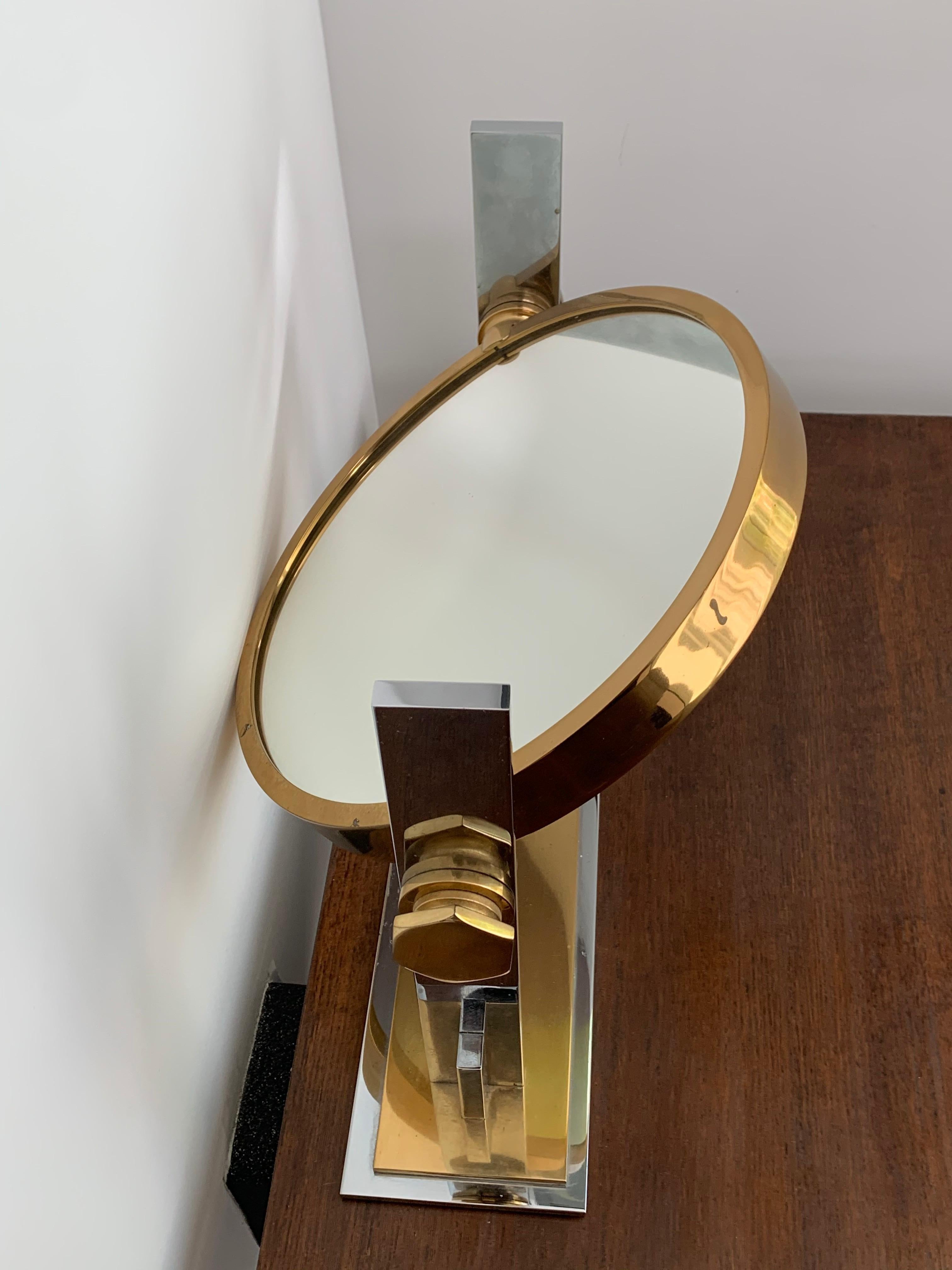 Chrome and Brass Vanity Mirror by Karl Springer 9
