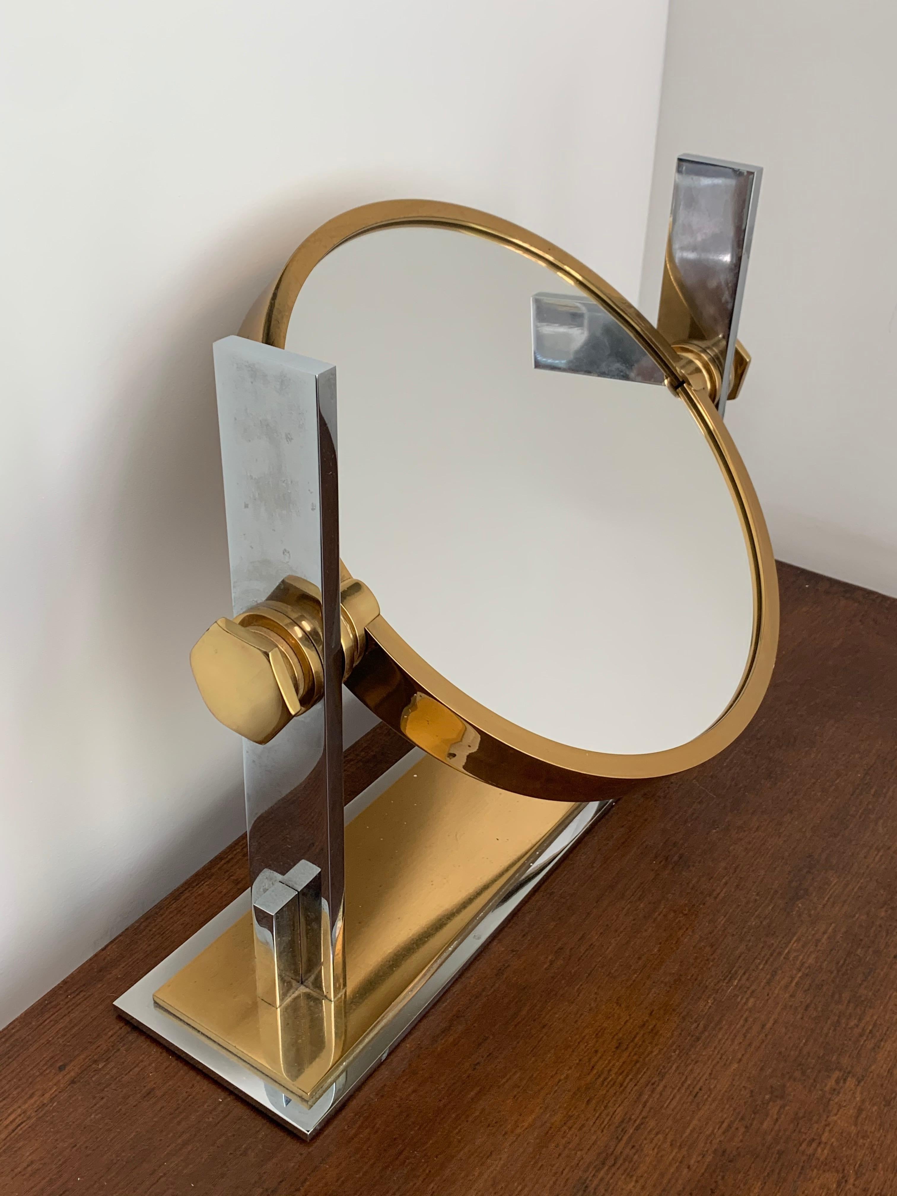 Chrome and Brass Vanity Mirror by Karl Springer 12