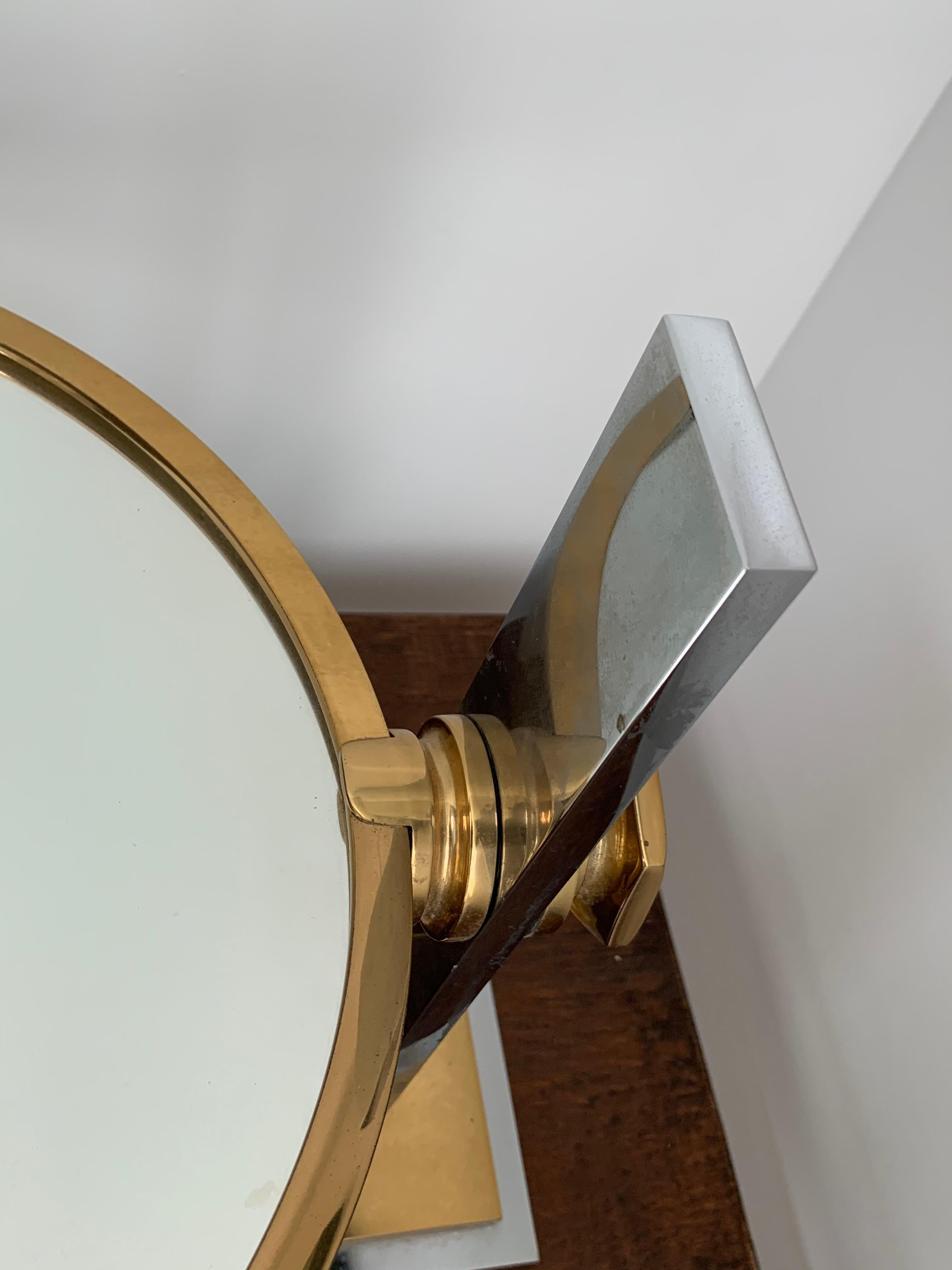 Chrome and Brass Vanity Mirror by Karl Springer 3
