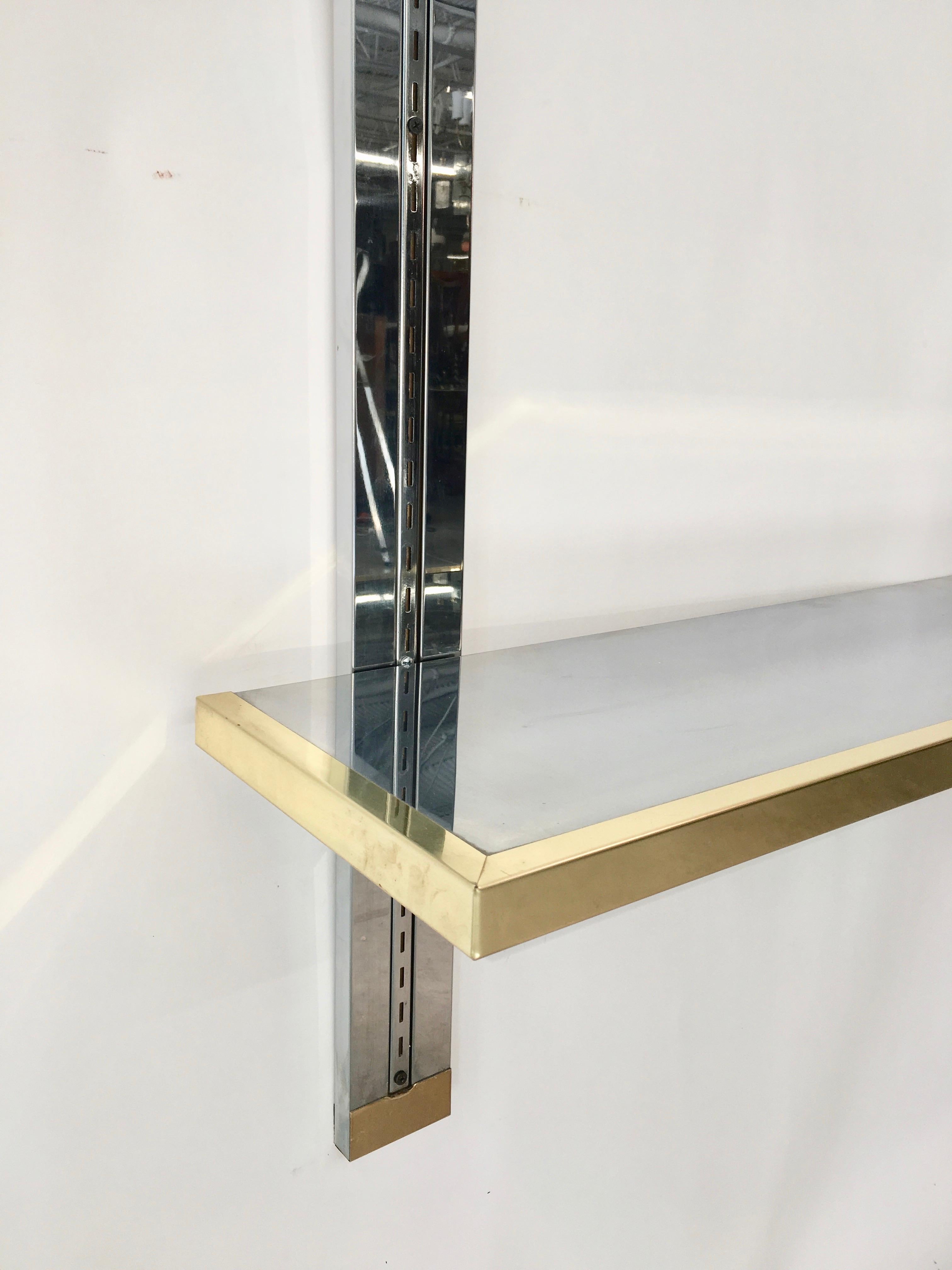 Chrome & Brass Wall Mounted Shelves For Sale 6