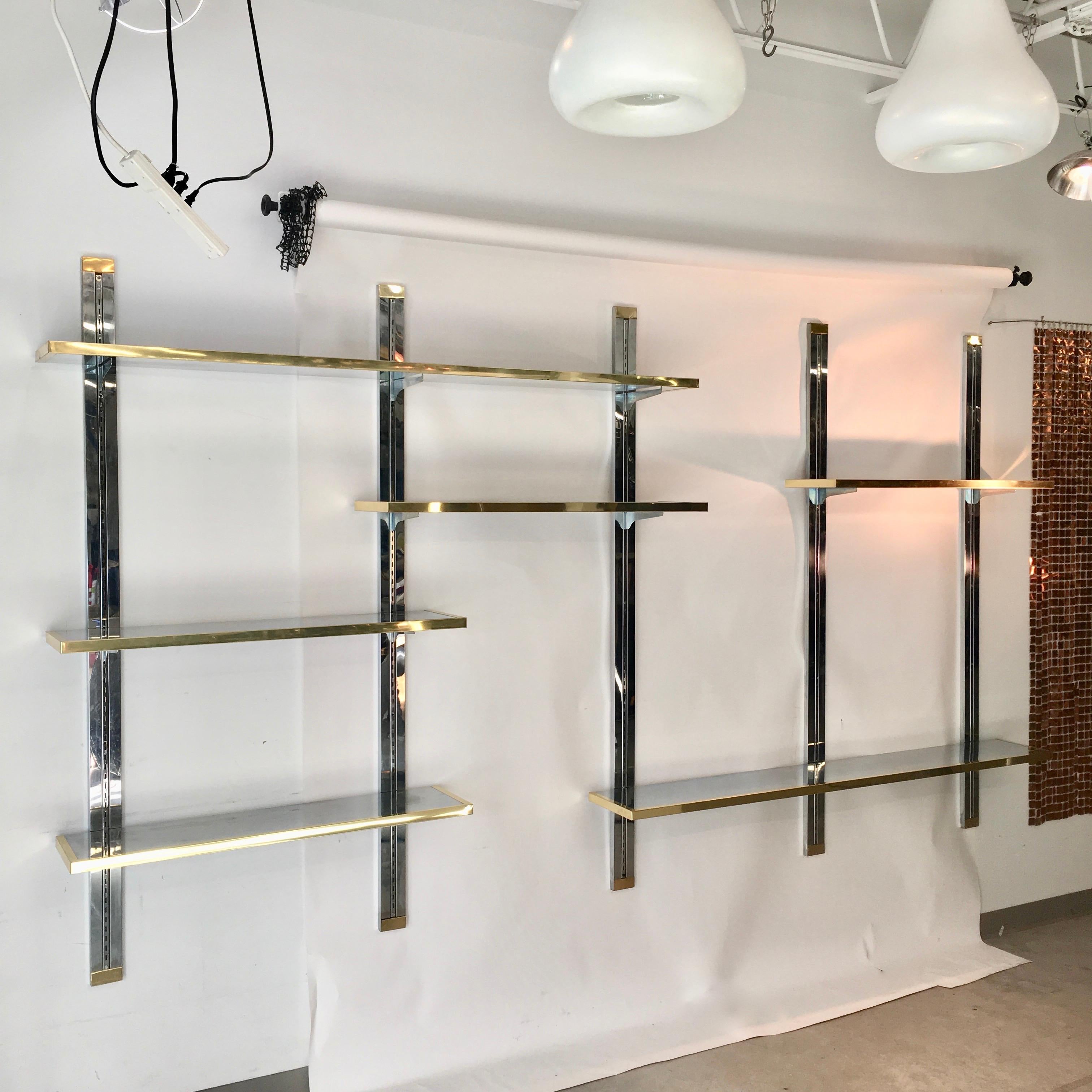 wall mounted brass shelves