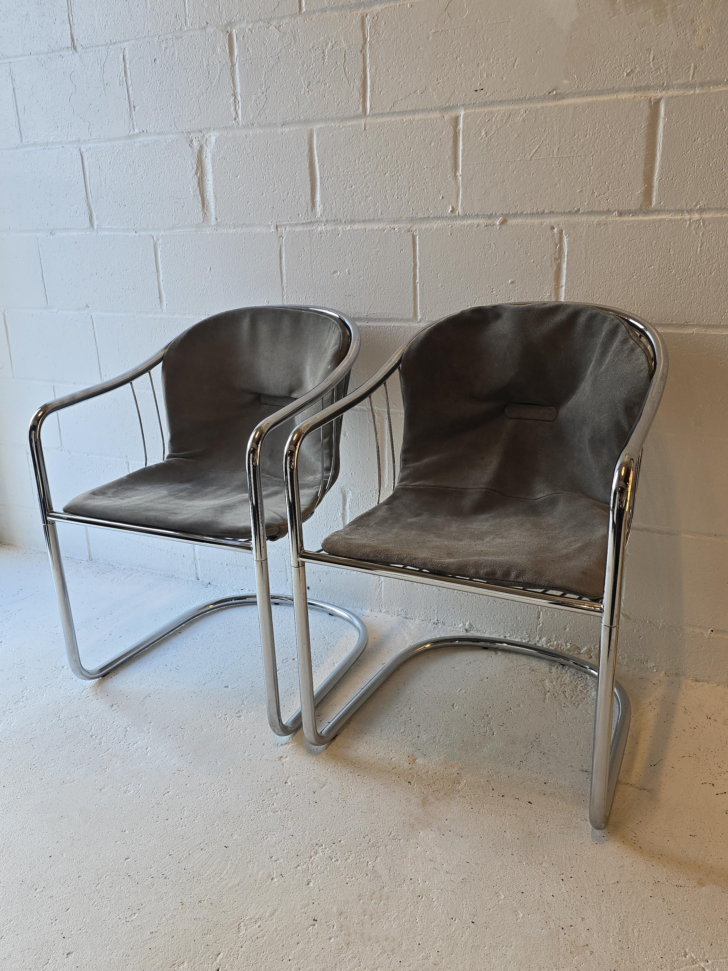 Italian Chrome Cantilever Chairs 1970s Gastone Rinaldi For Sale