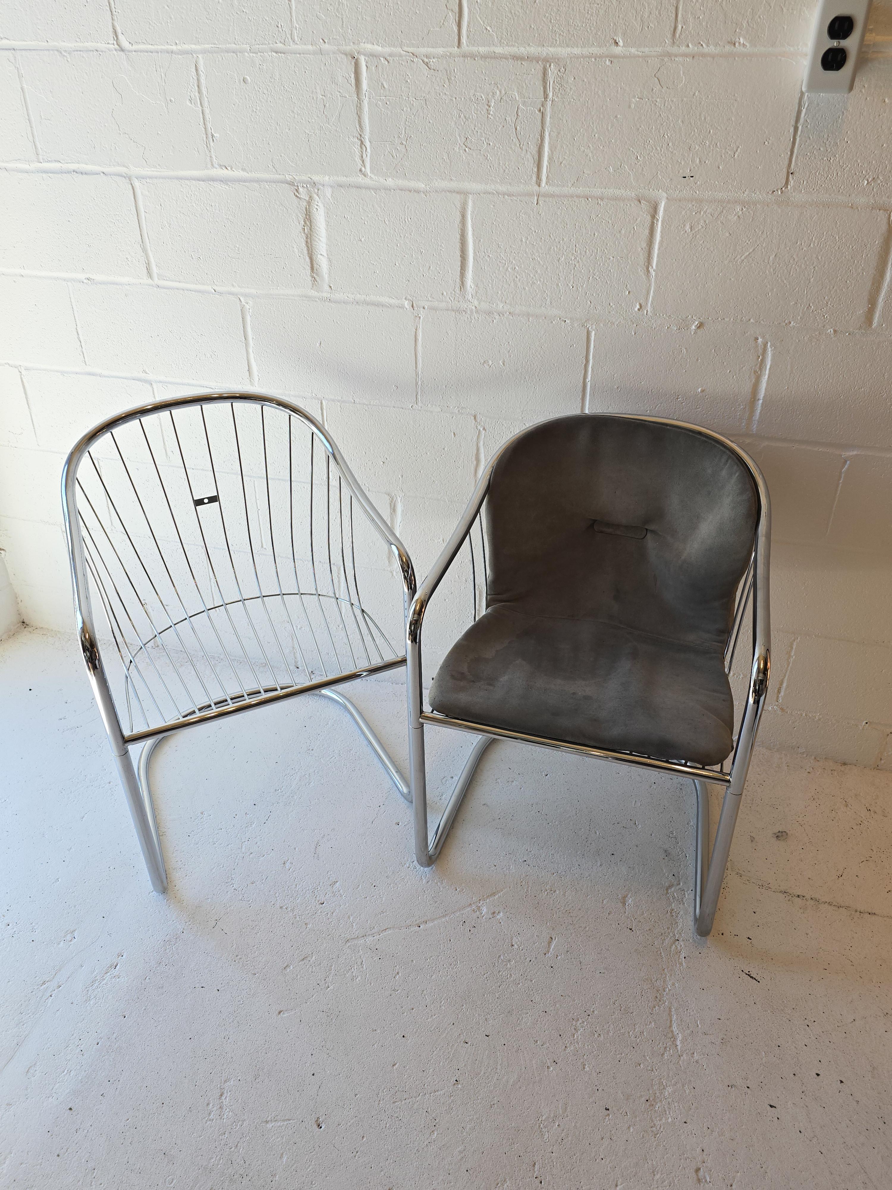 Late 20th Century Chrome Cantilever Chairs 1970s Gastone Rinaldi For Sale
