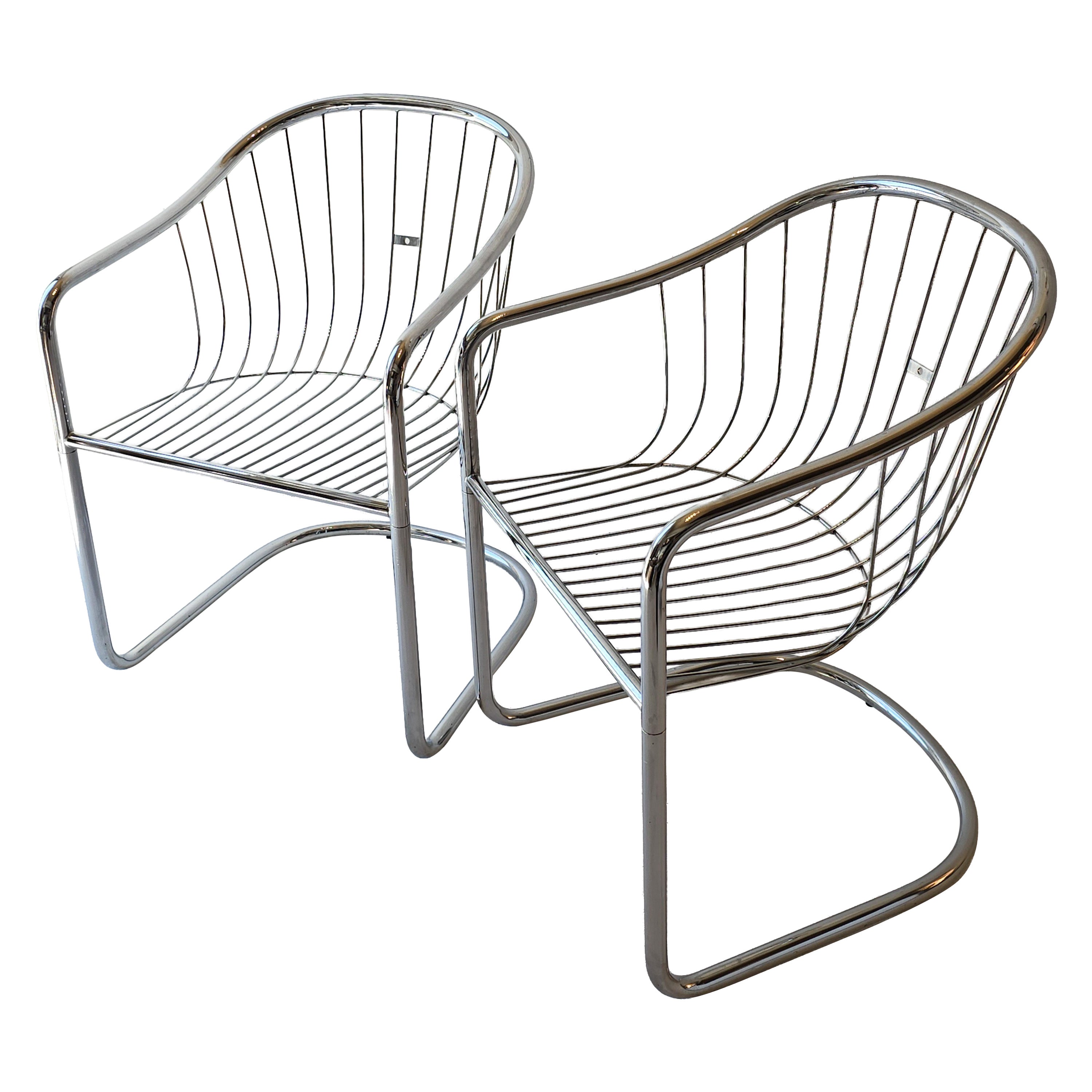 Chrome Cantilever Chairs 1970s Gastone Rinaldi For Sale