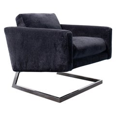 Freischwingbarer Loungesessel aus Chrom