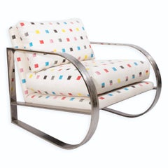 Sillón Voladizo Cromado Con Tapicería Geométrica De Colores Para Swaim