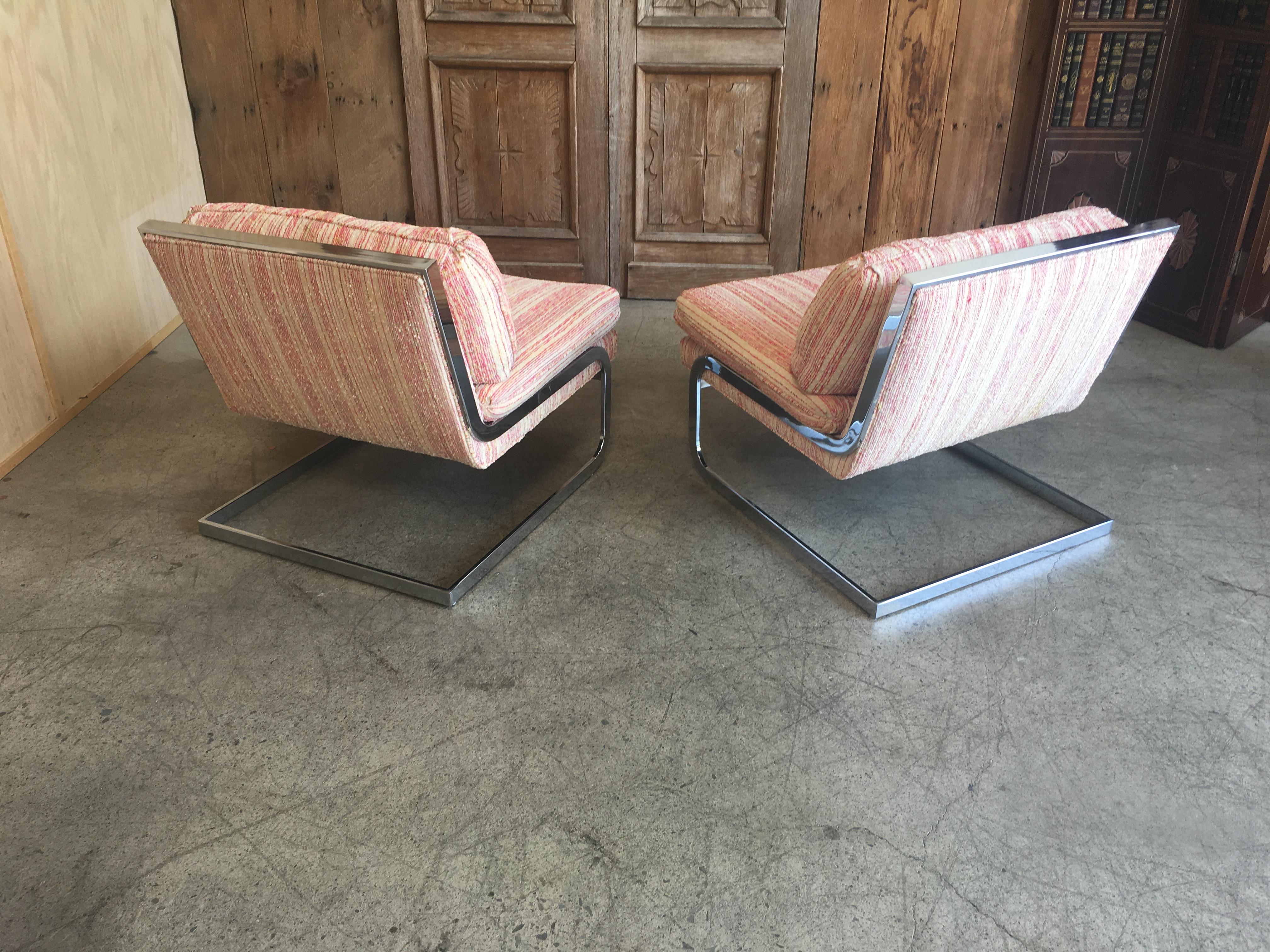 Chrome Cantilever Lounge Chairs, 1970s 1