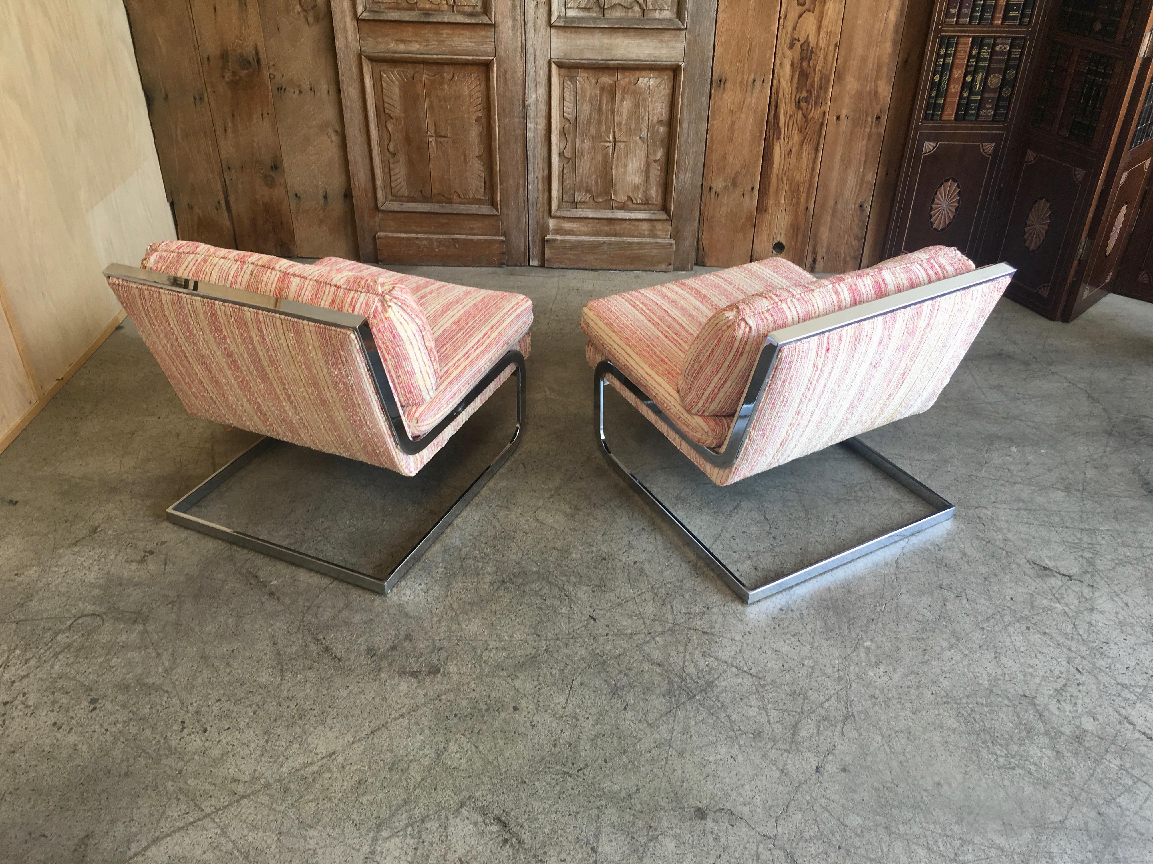 Chrome Cantilever Lounge Chairs, 1970s 2