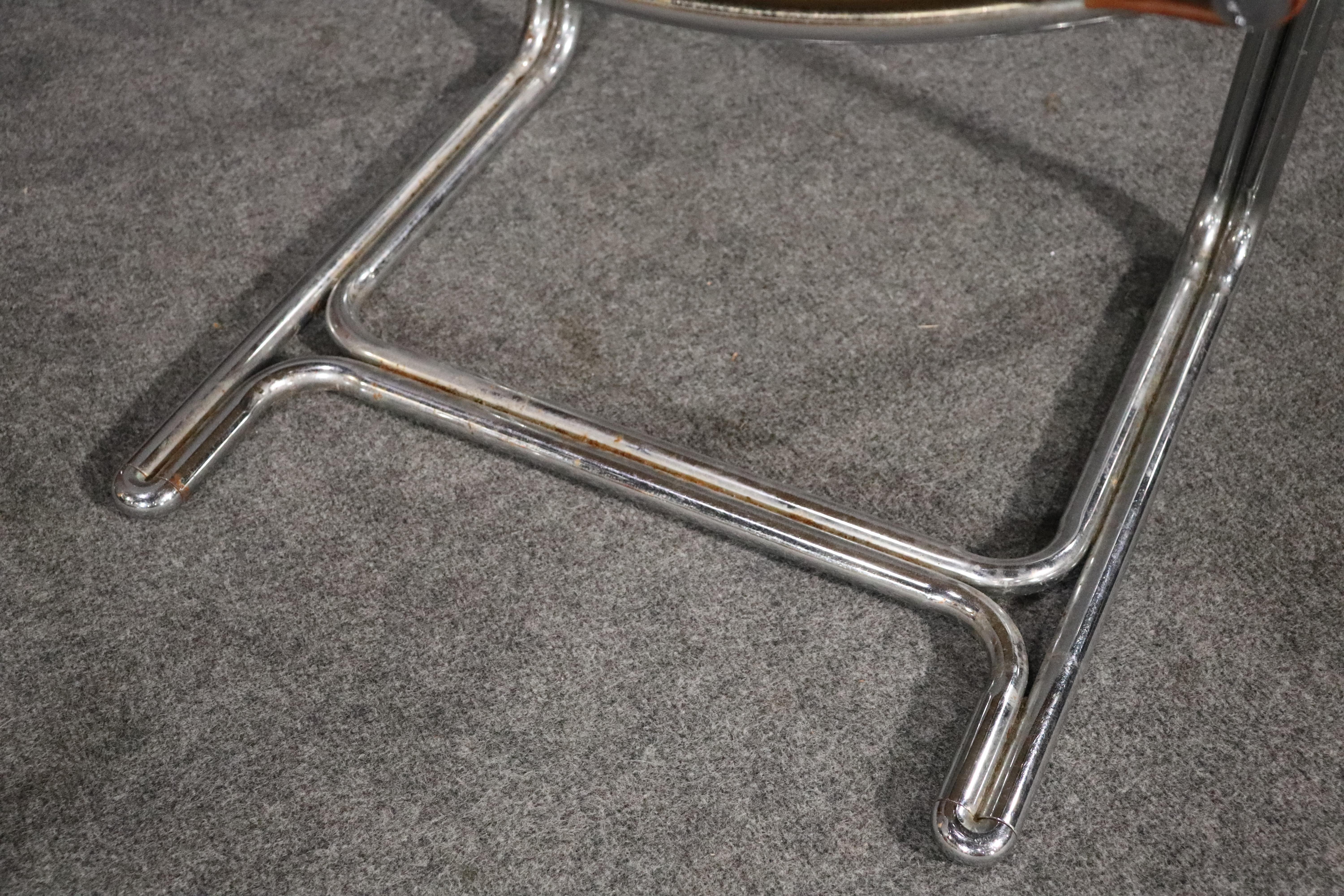 Chrome Cantilever Sling Chairs In Good Condition For Sale In Brooklyn, NY