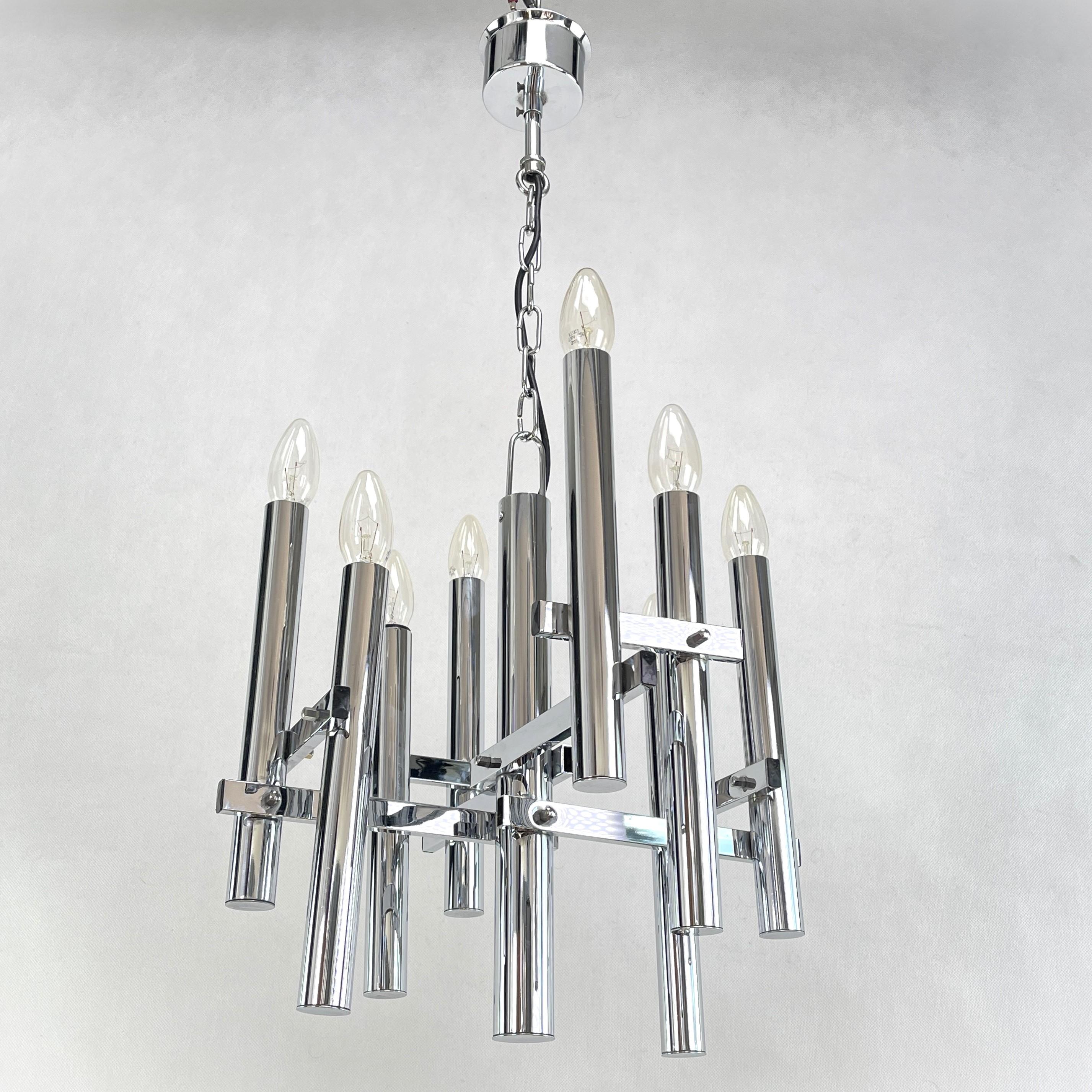 Chrome Ceiling Lamp by Gaetano Sciolari for Boulanger, 1970s In Good Condition For Sale In Saarburg, RP