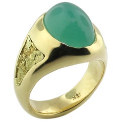 Chrome Chalcedony and Gold Nugget 18 Karat Men's Ring