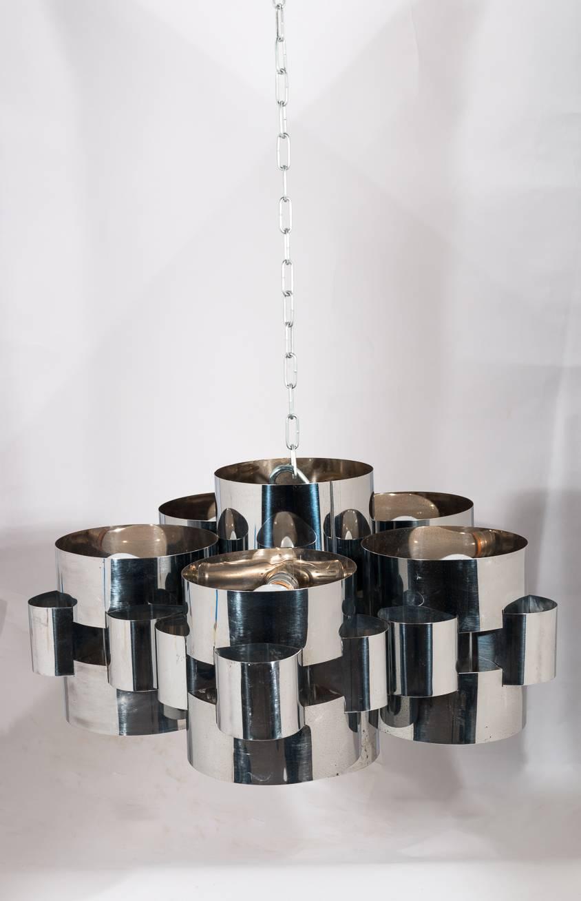 Chrome Chandelier by C. Jere, 1970s In Good Condition In New York, NY