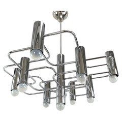 Chrome Chandelier by Gaetano Sciolari for Boulanger, 1970s