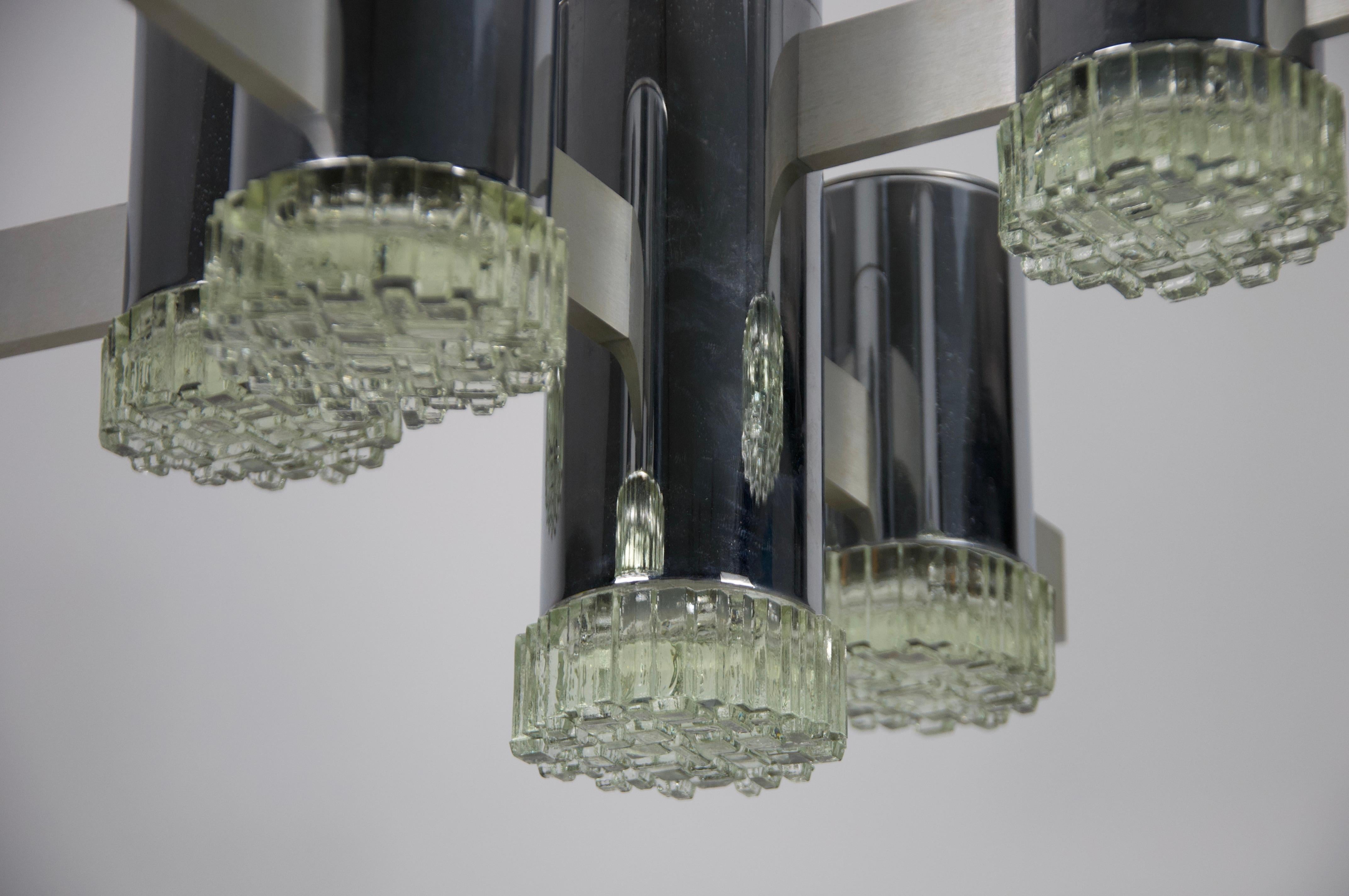 Lampadario cromato di Gaetano Sciolari, Italia, anni '60 in vendita 3