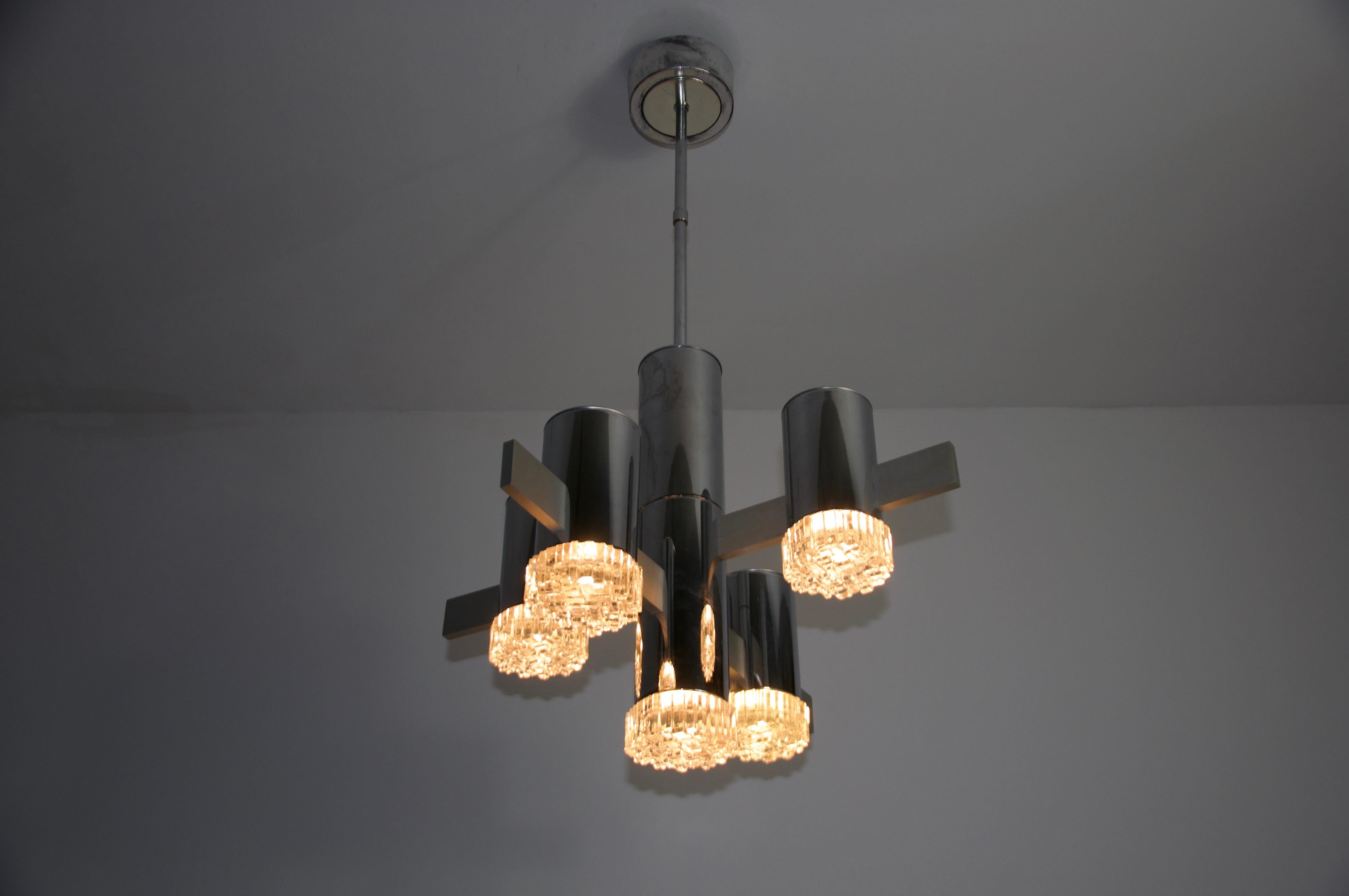 Lampadario cromato di Gaetano Sciolari, Italia, anni '60 in vendita 8