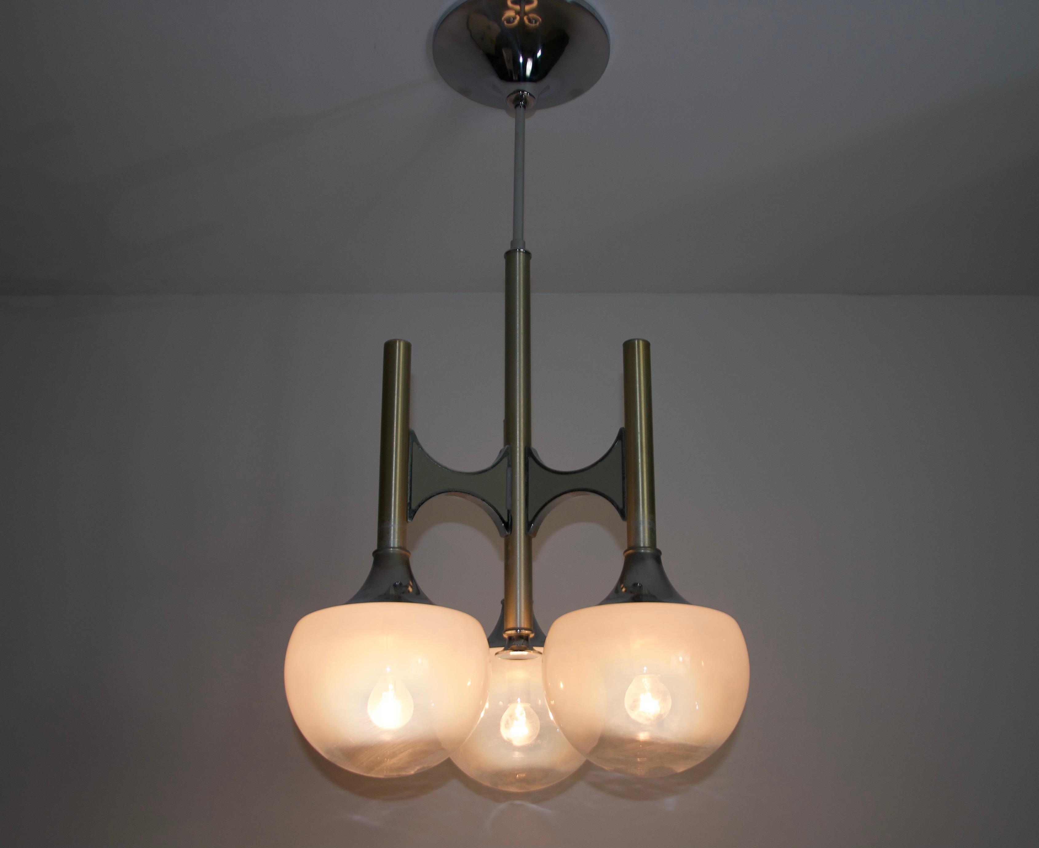 Mid-Century Modern Chrome Chandelier by Gaetano Sciolari, Italy, 1960s For Sale