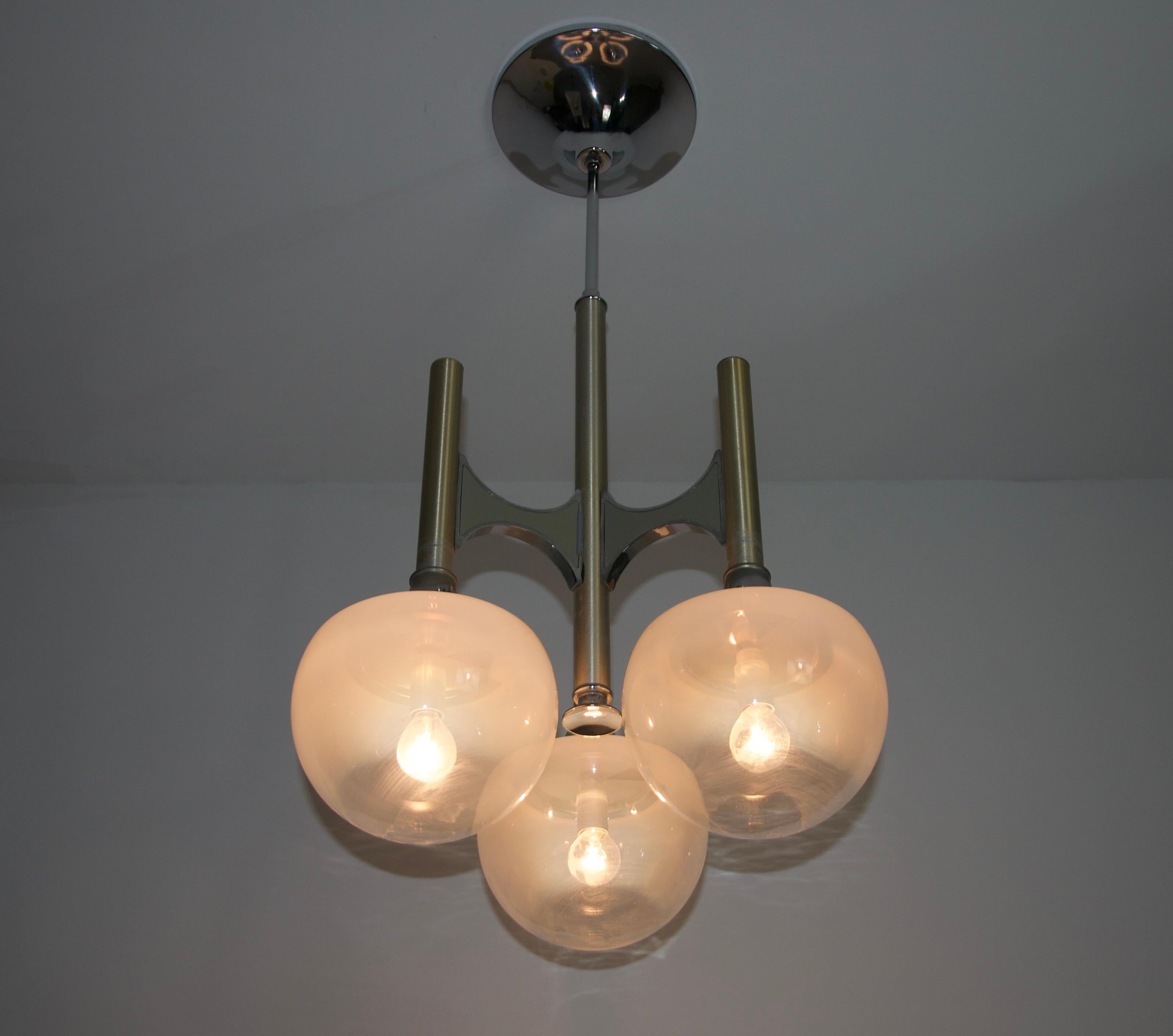 Italian Chrome Chandelier by Gaetano Sciolari, Italy, 1960s For Sale