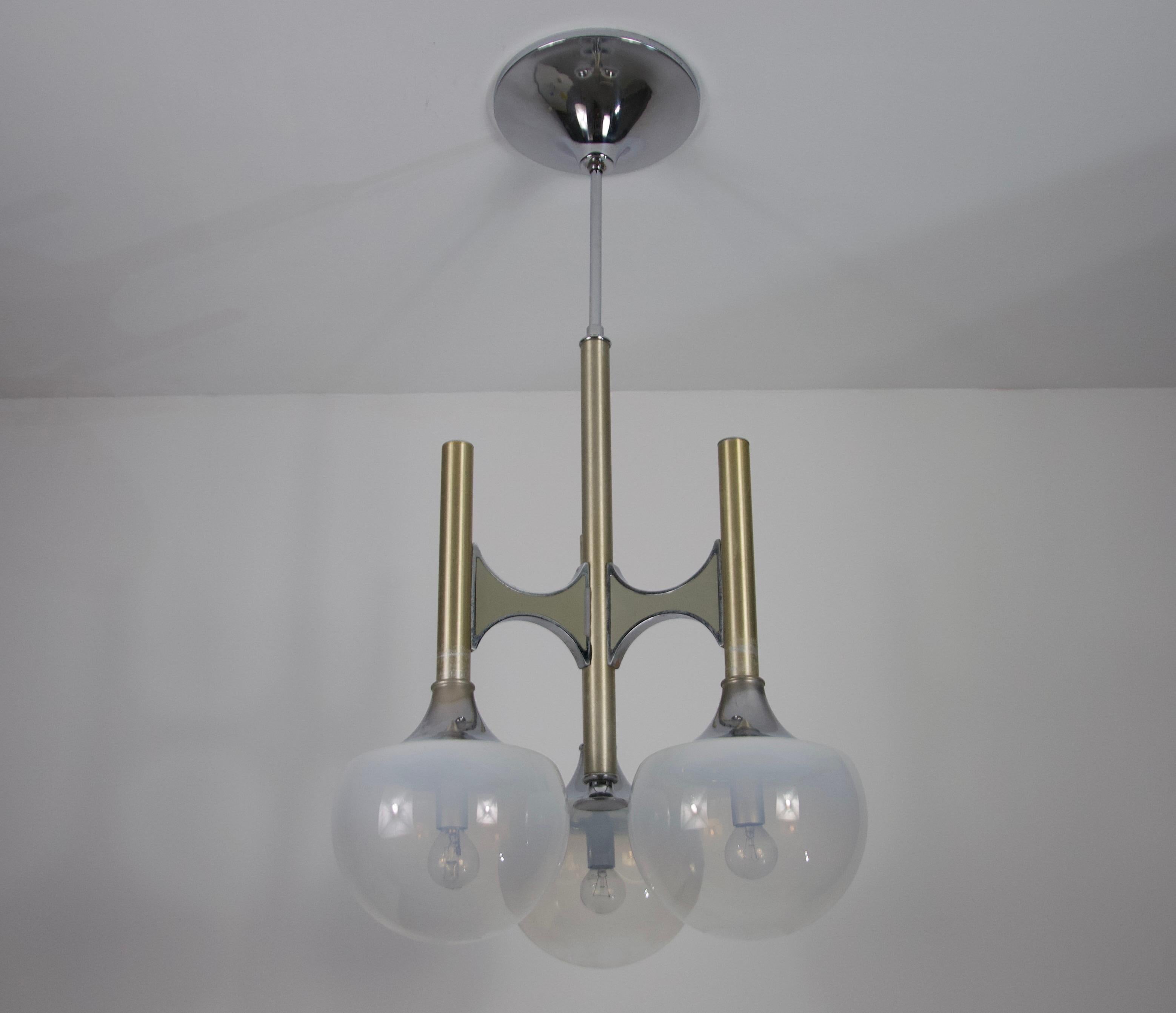 Mid-20th Century Chrome Chandelier by Gaetano Sciolari, Italy, 1960s For Sale