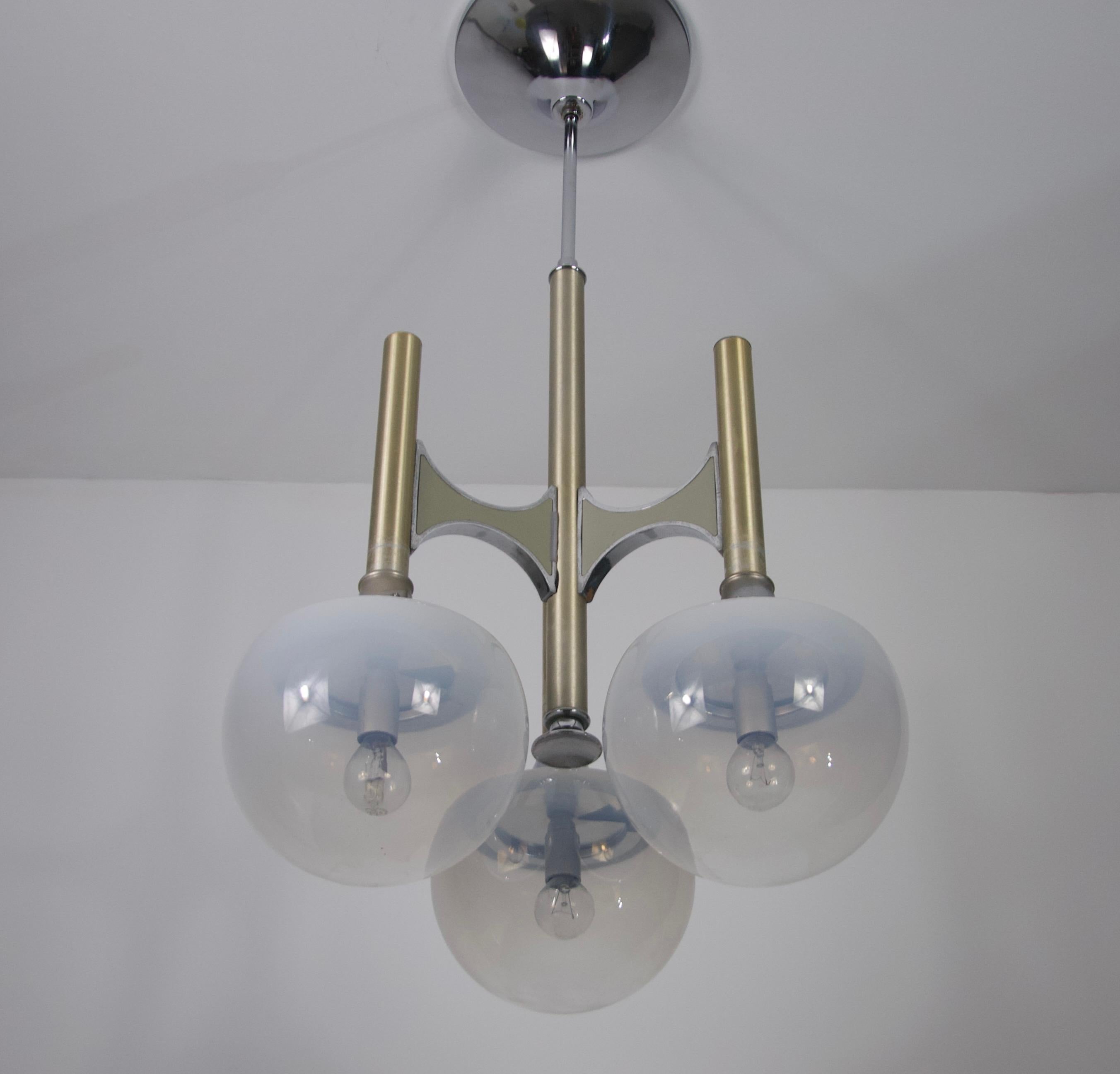 Metal Chrome Chandelier by Gaetano Sciolari, Italy, 1960s For Sale