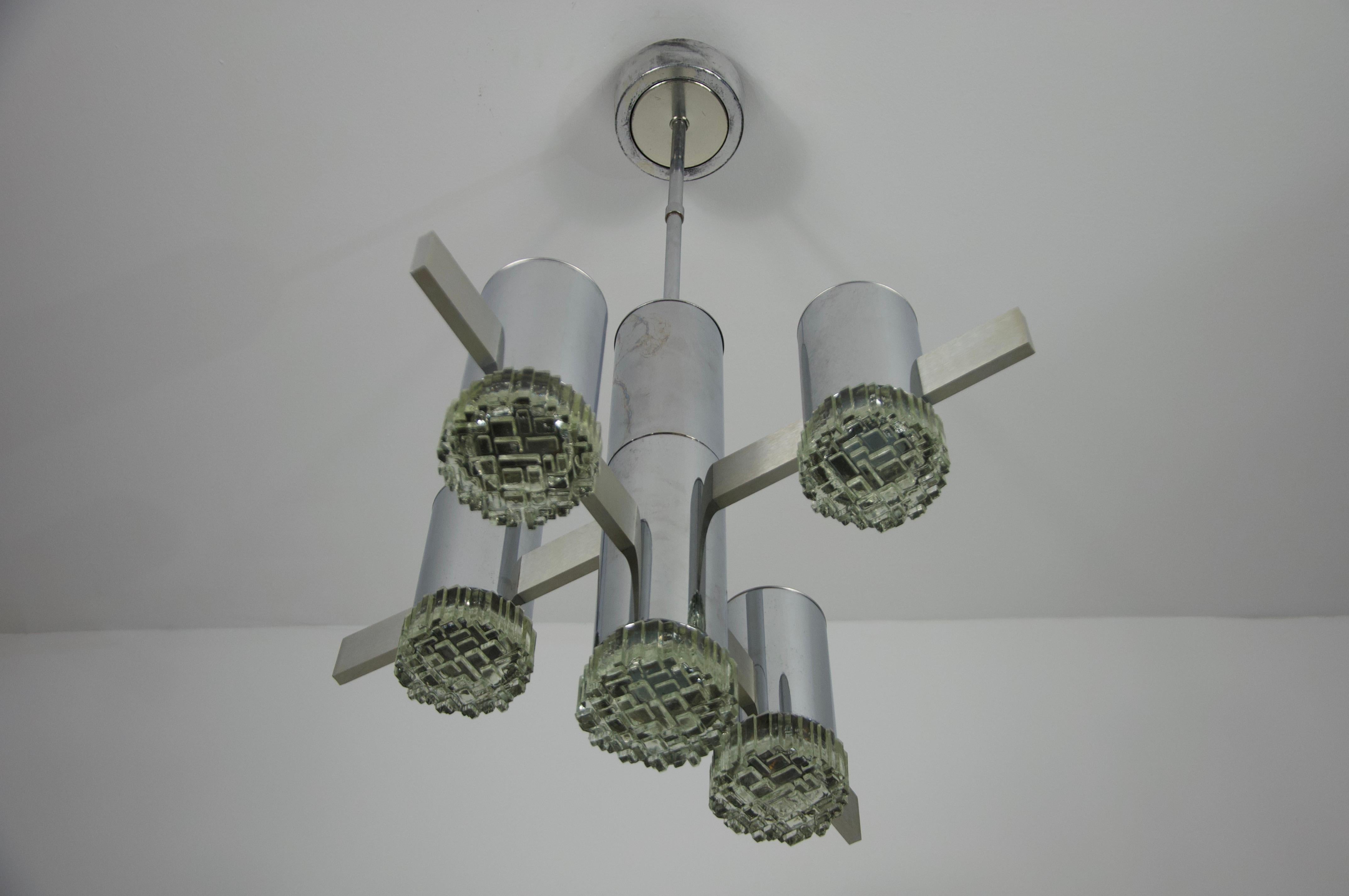 Lampadario cromato di Gaetano Sciolari, Italia, anni '60 in vendita 1