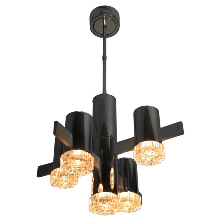 A Gold Plated And Murano Glass Italian Sciolari Chandelier For Sale at