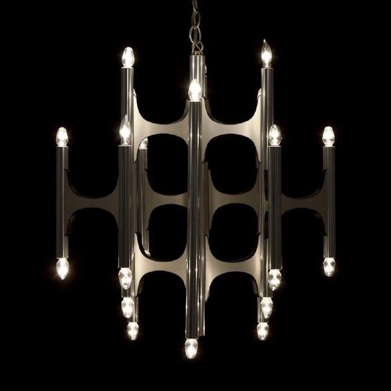 Mid-Century Modern Chrome Chandelier by Gaetano Sciolari, Italy, 1970