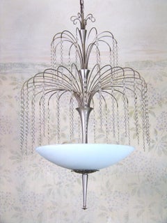 Chrome chandelier with glass trimmings, 1920ca