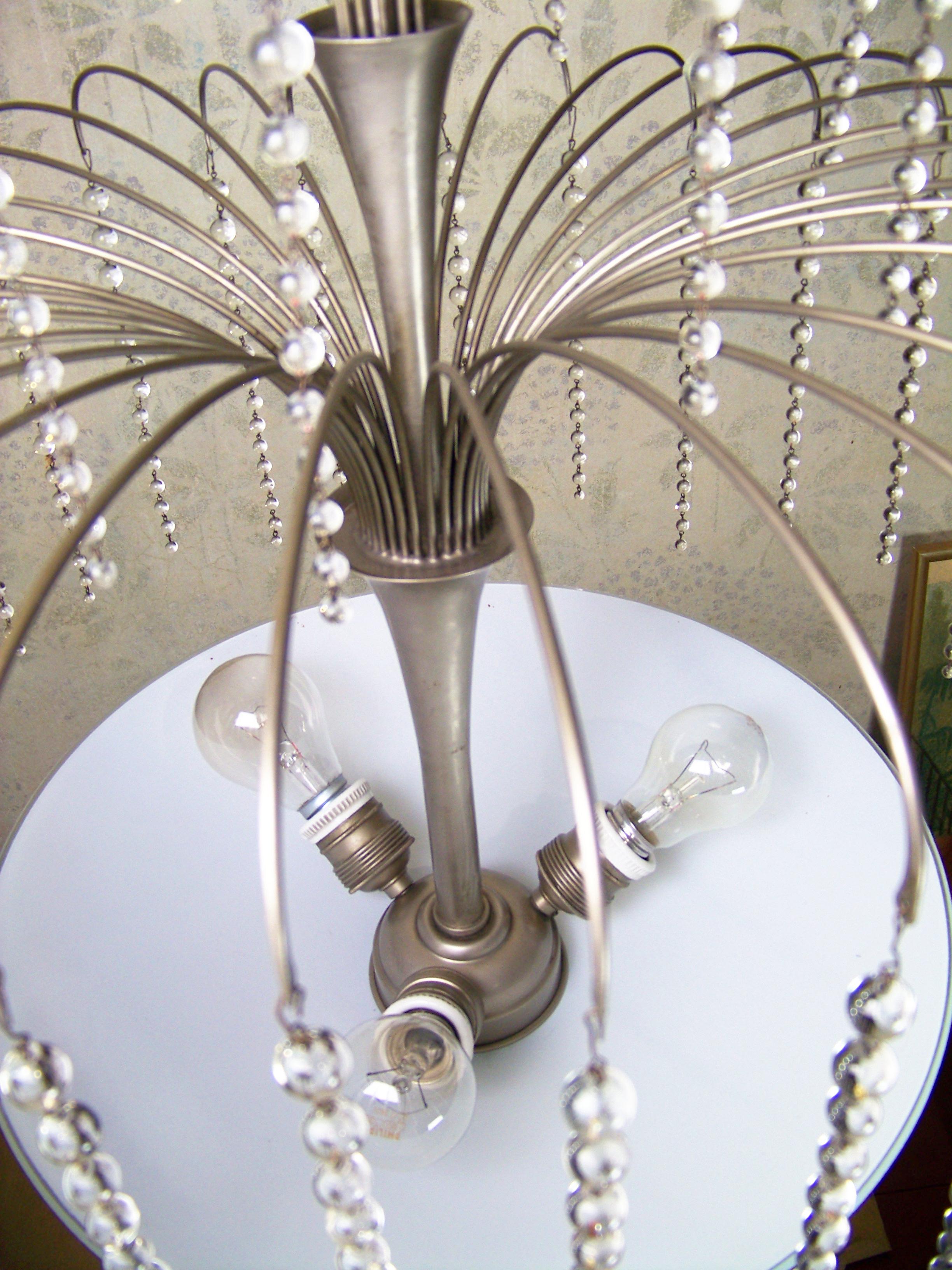 Early 20th Century Chrome chandelier with glass trimmings, 1920ca For Sale