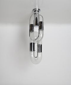 Aldo Nason Chandeliers Murano Pelugoso Glass and Chrome for Mazzega, Italy 1970s