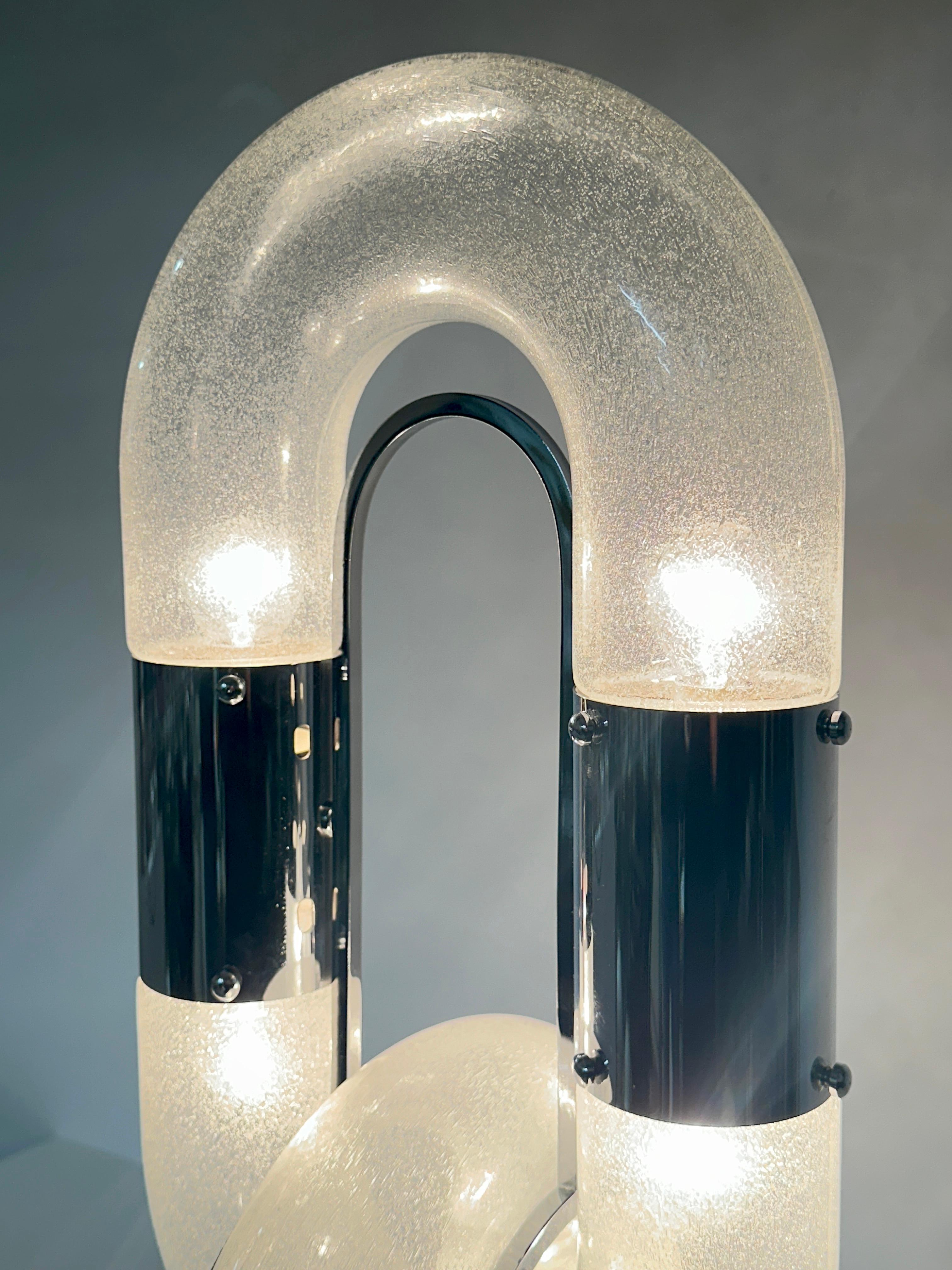 Fin du 20e siècle Lustres chromés Murano Pelugoso Glass d'Aldo Nason pour Mazzega, Italie, années 1970 en vente