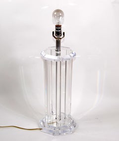 Chrome and Clear Lucite Mid-Century Modern Octagonal Table Lamp, 1970s