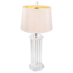 Chrome and Clear Lucite Mid-Century Modern Octagonal Table Lamp, 1970s