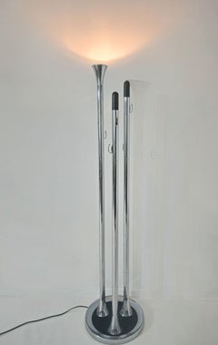 Chrome Coat Rack with Light Mid-Century Modern Design Italy 1970