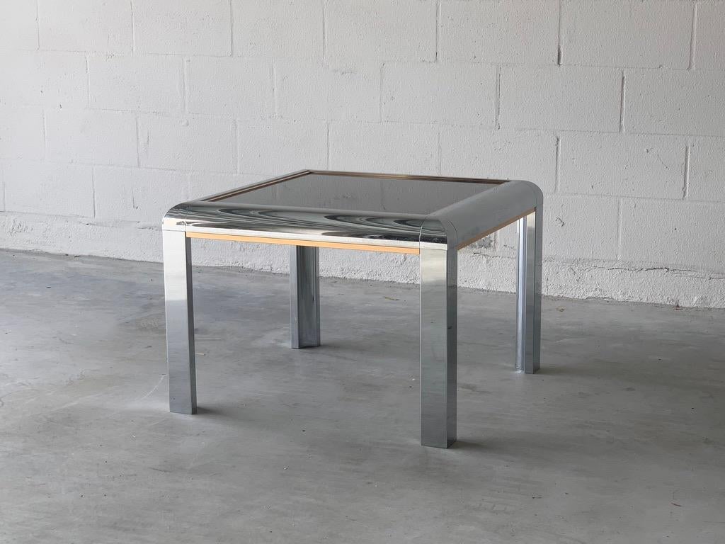 20th c. Chrome Modernist Square Cocktail Table For Sale 3