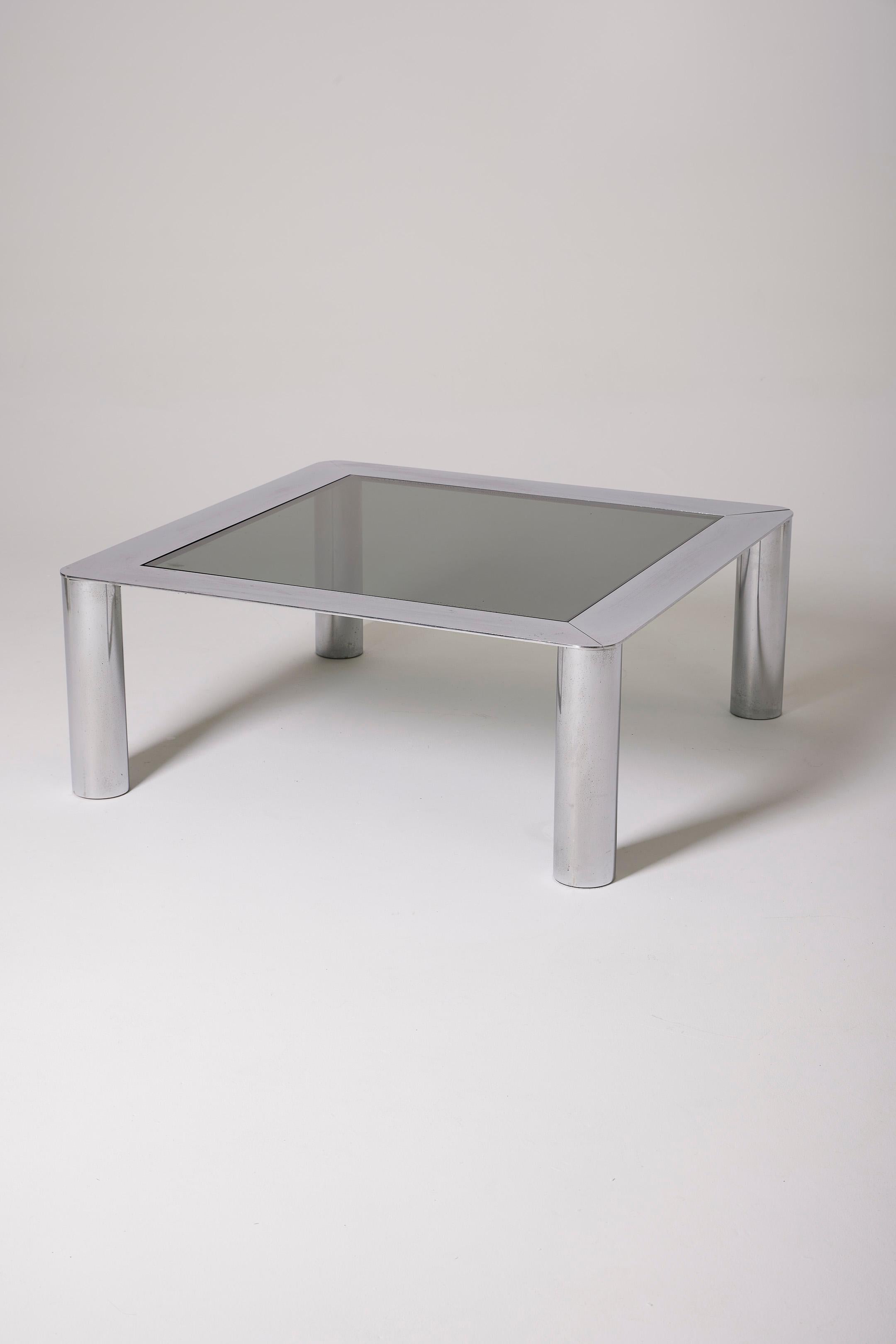  Coffee table by Italian designer Sergio Mazza for Cinova in the 1970s. The top is made of smoked glass and the structure is in chrome metal. Good condition. Mazza was famous for his contributions to the design of lighting fixtures and furniture