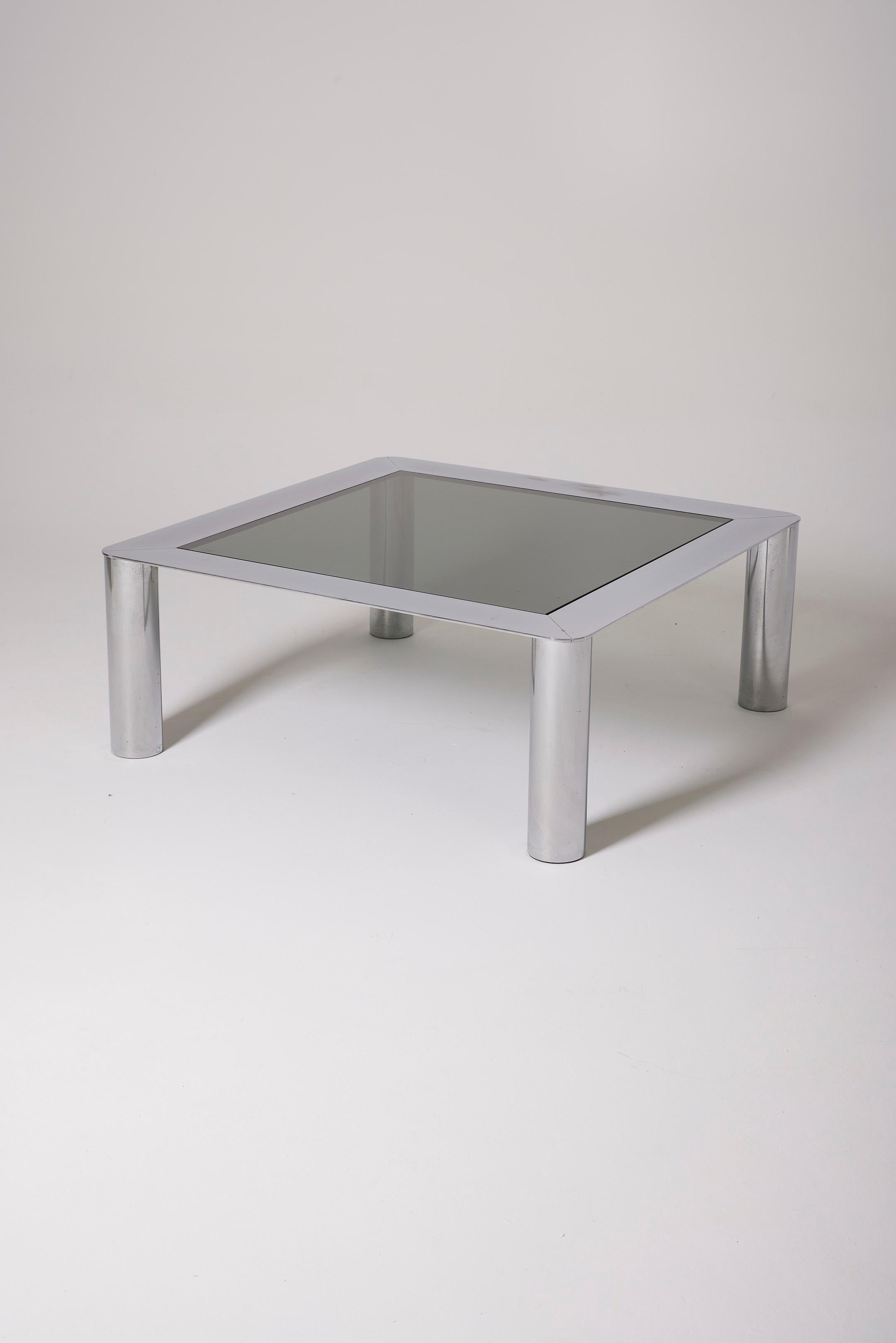  Coffee table by Italian designer Sergio Mazza for Cinova in the 1970s. The top is made of smoked glass and the structure is in chrome metal. Good condition. Mazza was famous for his contributions to the design of lighting fixtures and furniture