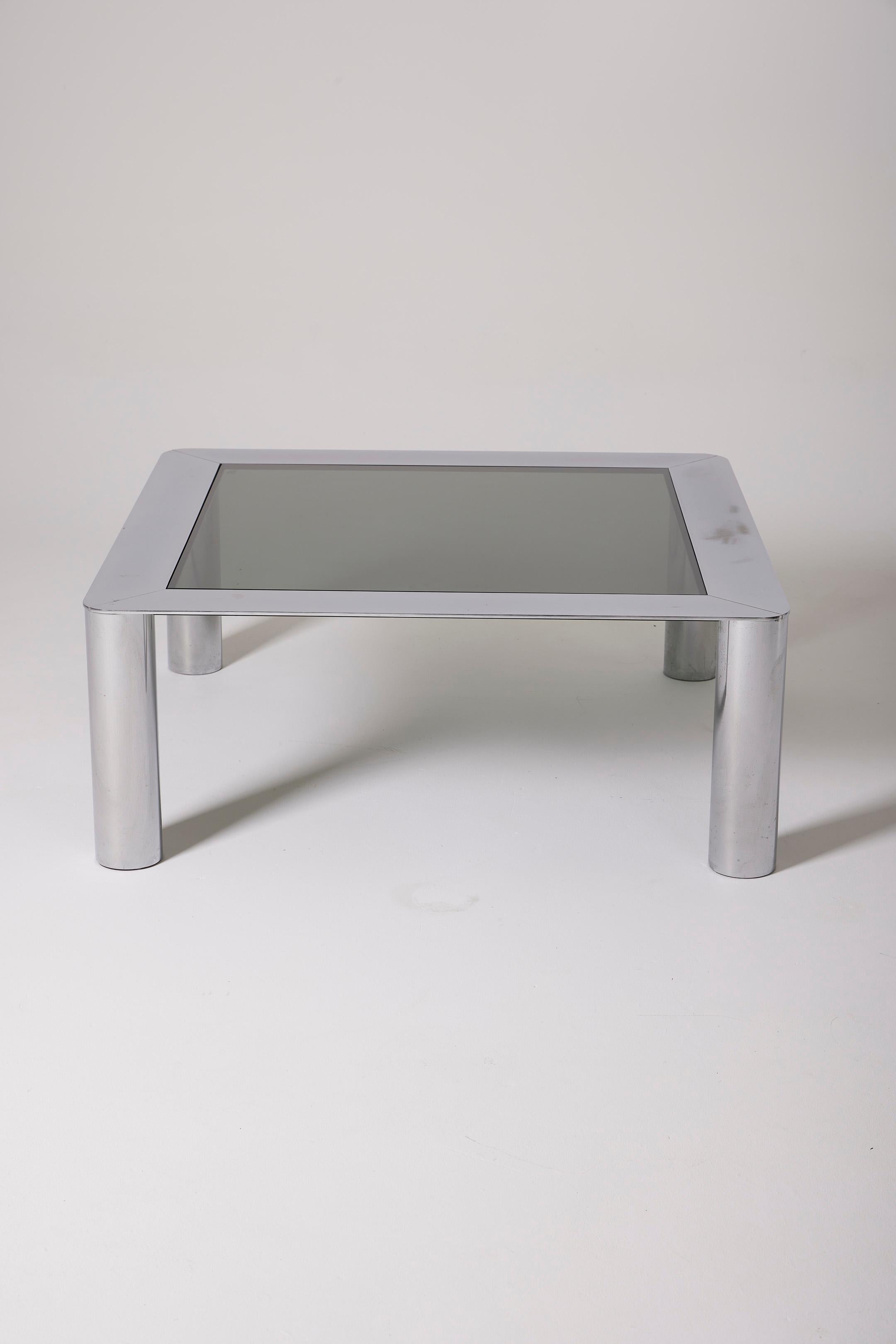  Coffee table by Italian designer Sergio Mazza for Cinova in the 1970s. The top is made of smoked glass and the structure is in chrome metal. Good condition. Mazza was famous for his contributions to the design of lighting fixtures and furniture