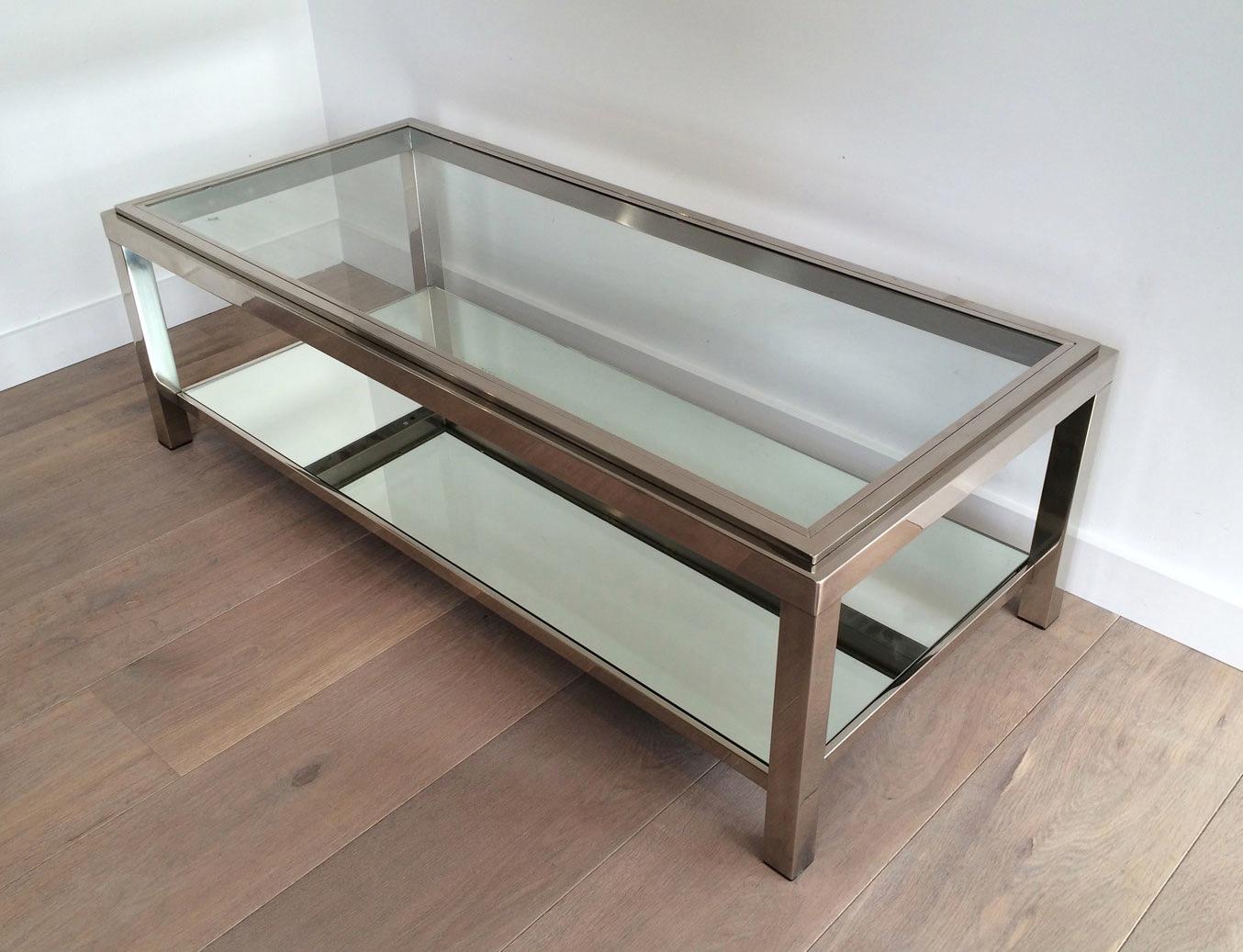 Chrome Coffee Table, French Work, Circa 1970 In Good Condition For Sale In Marcq-en-Barœul, Hauts-de-France