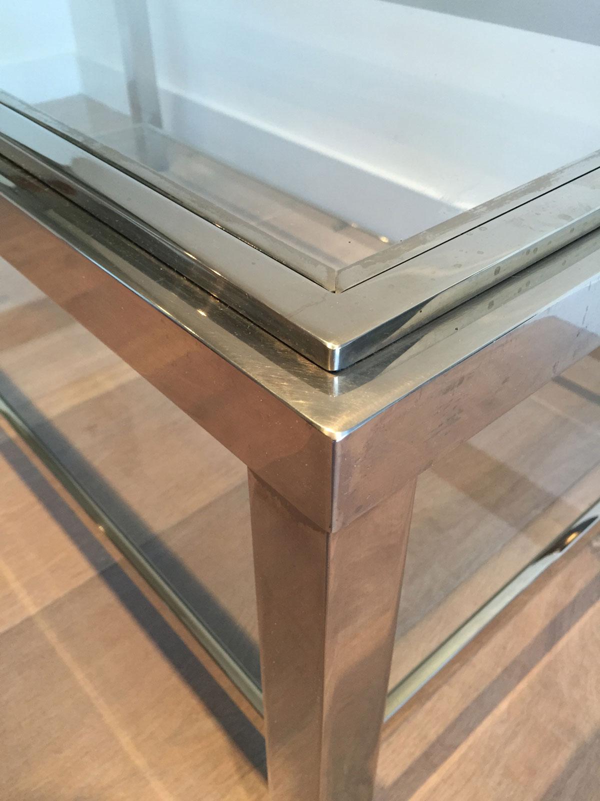 Chrome Coffee Table, Very Nice Quality, circa 1970 In Good Condition For Sale In Marcq-en-Barœul, Hauts-de-France